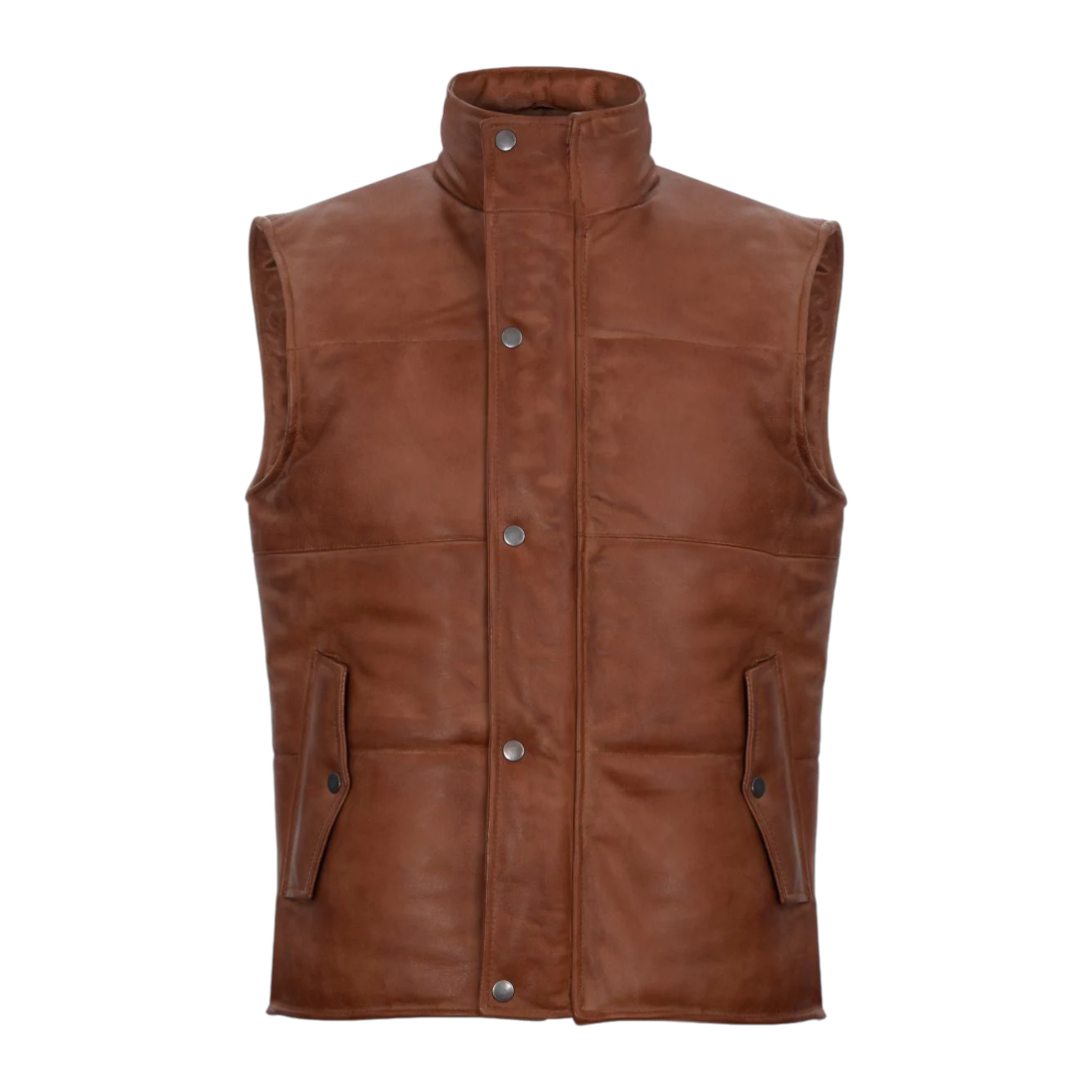 Infinity Leather Men's   Brown  Classic Tan Leather Puffer Waistcoat-Gateshead in Size 5XL, BrandAlley