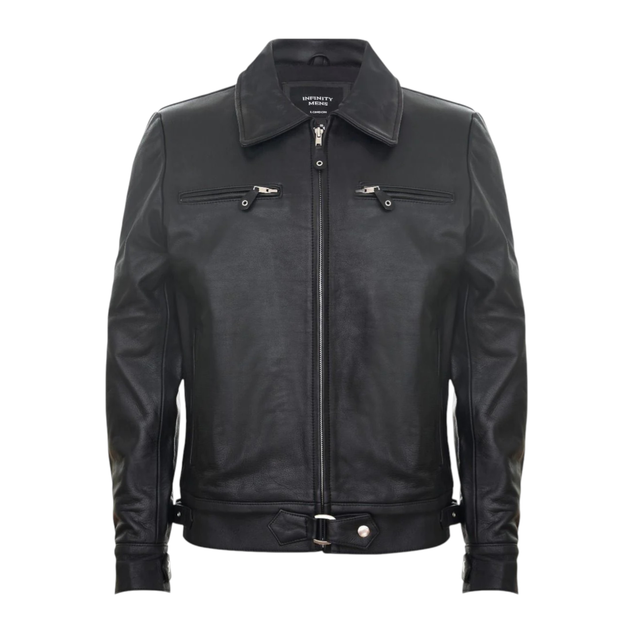 Infinity Leather Men's   Black  Cowhide Leather Harrington Jacket-Skipton in Size 4XL, BrandAlley