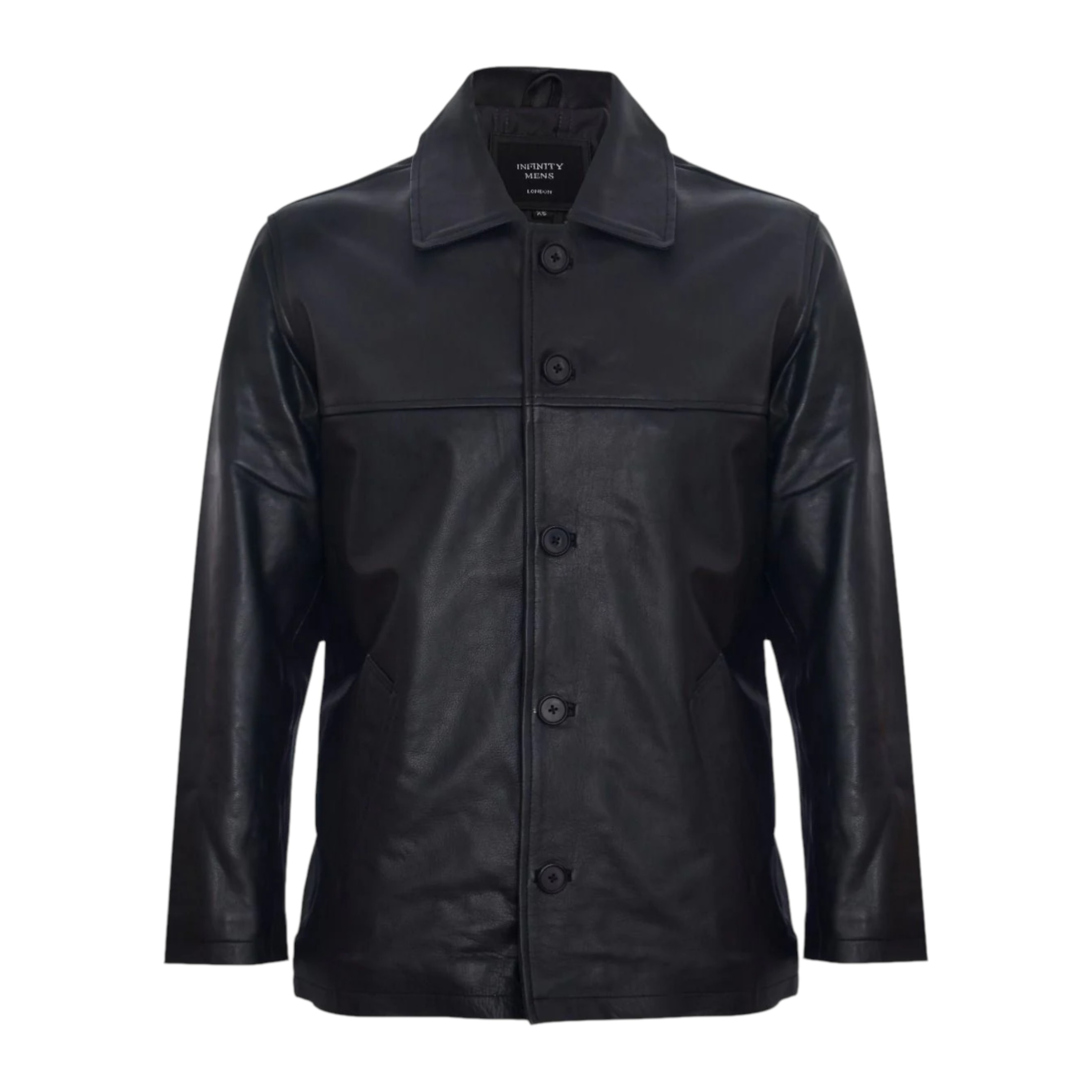 Infinity Leather Men's   Black  Mid-Length Cowhide Leather Box Jacket-Fairford in Size XS, BrandAlley