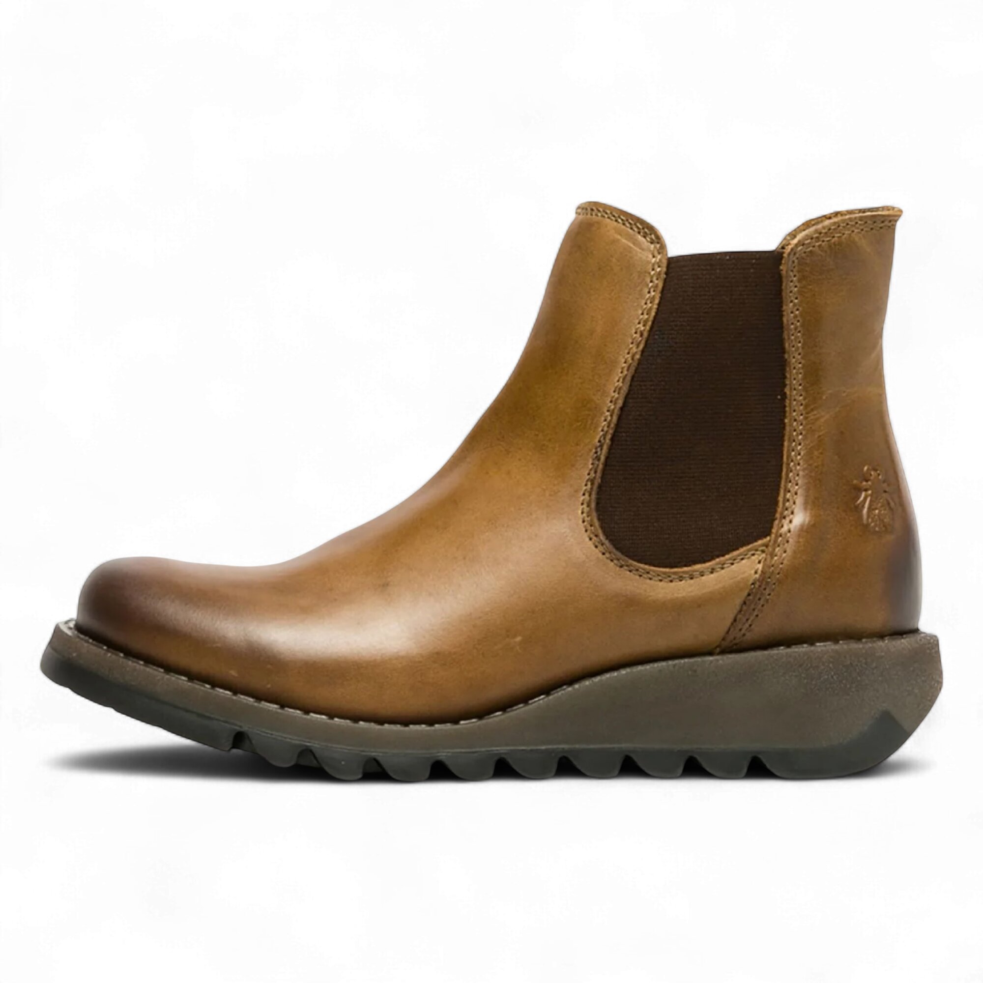 Fly London Women's   Camel Salv Chelsea Leather Ankle Casual Wedge Heel Boots in Size 41, BrandAlley