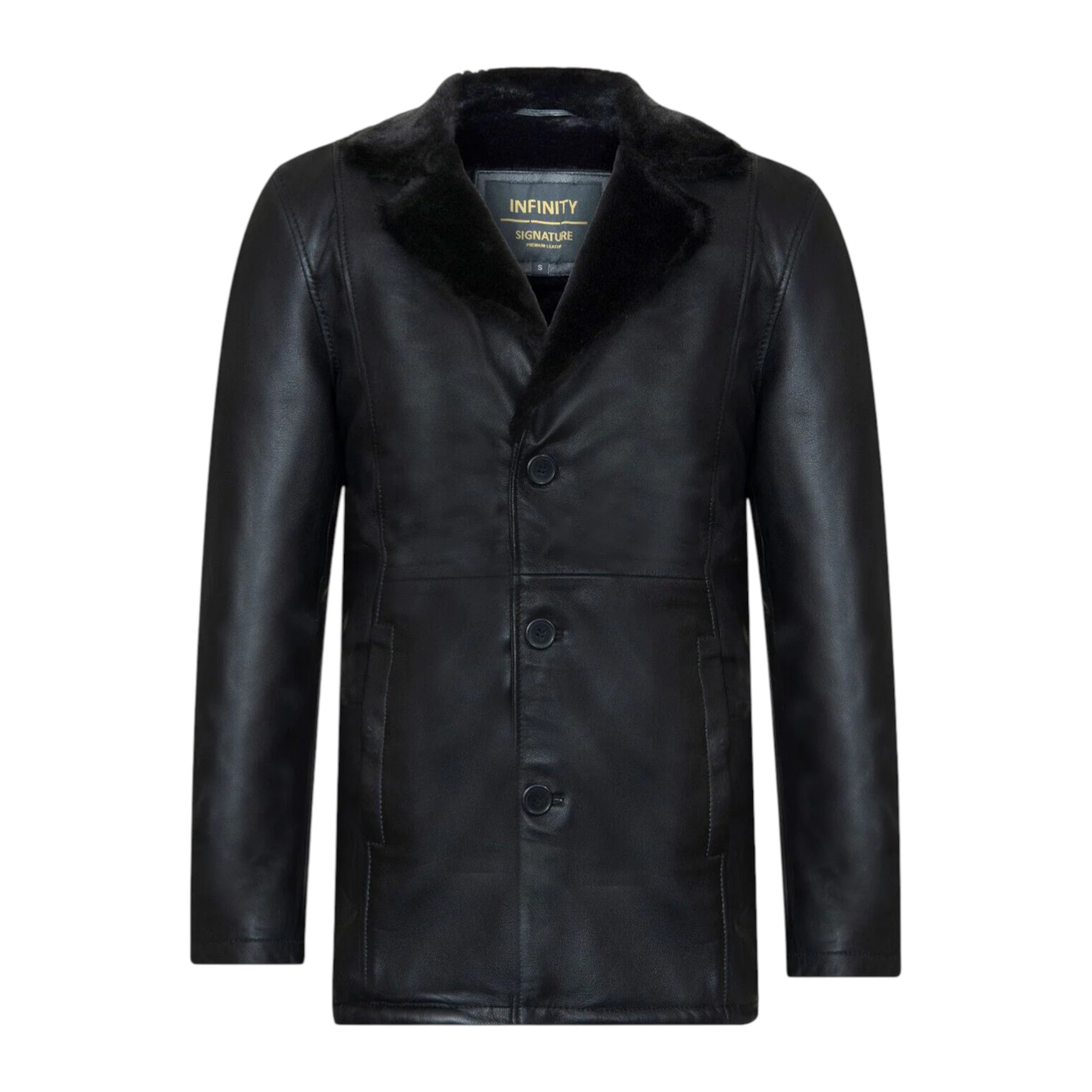 Infinity Leather Men's   Black  Reefer Leather Jacket - Tadcaster in Size 4XL, BrandAlley