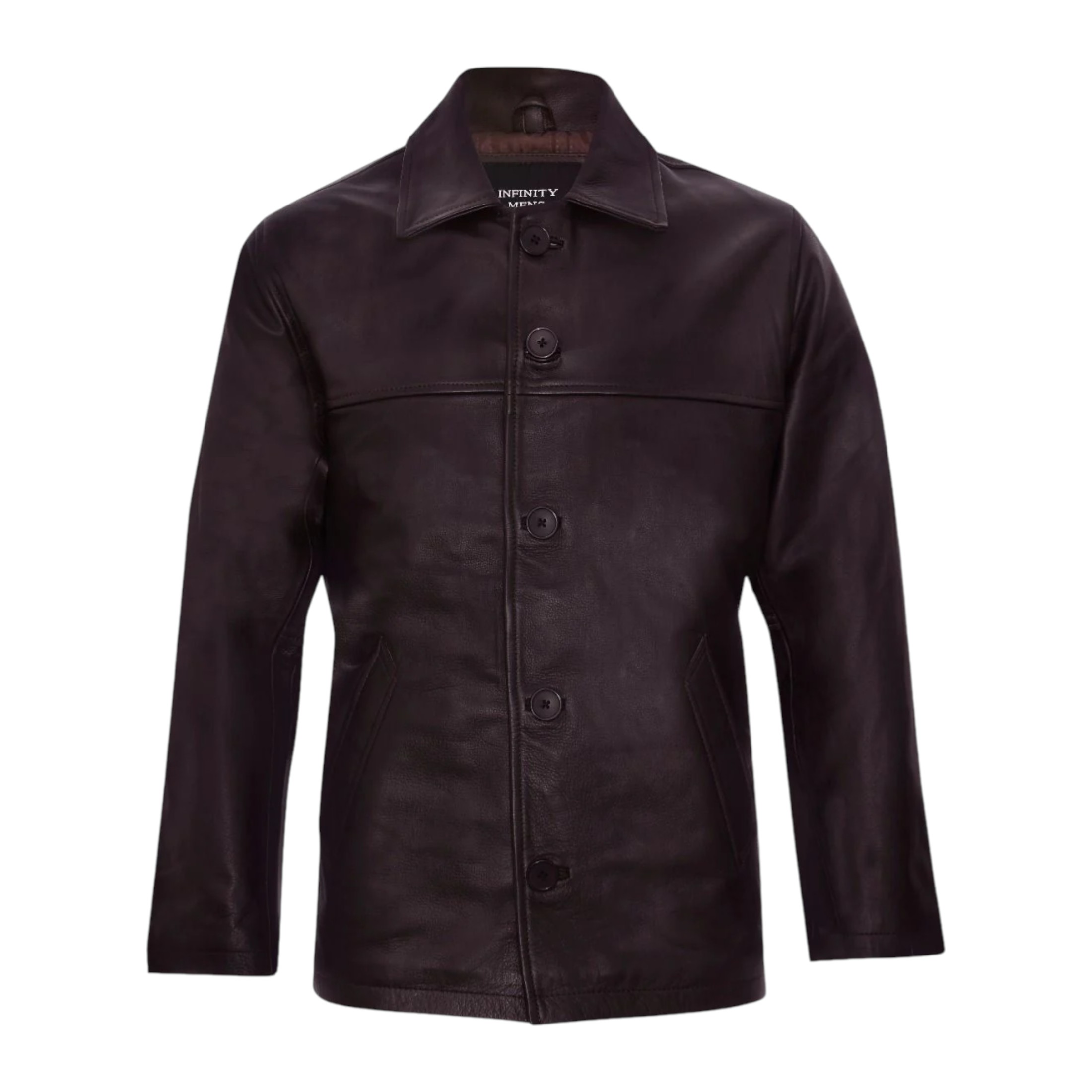 Infinity Leather Men's   Mid-Length Cowhide Black Leather Box Jacket-Fairford in Size L, BrandAlley