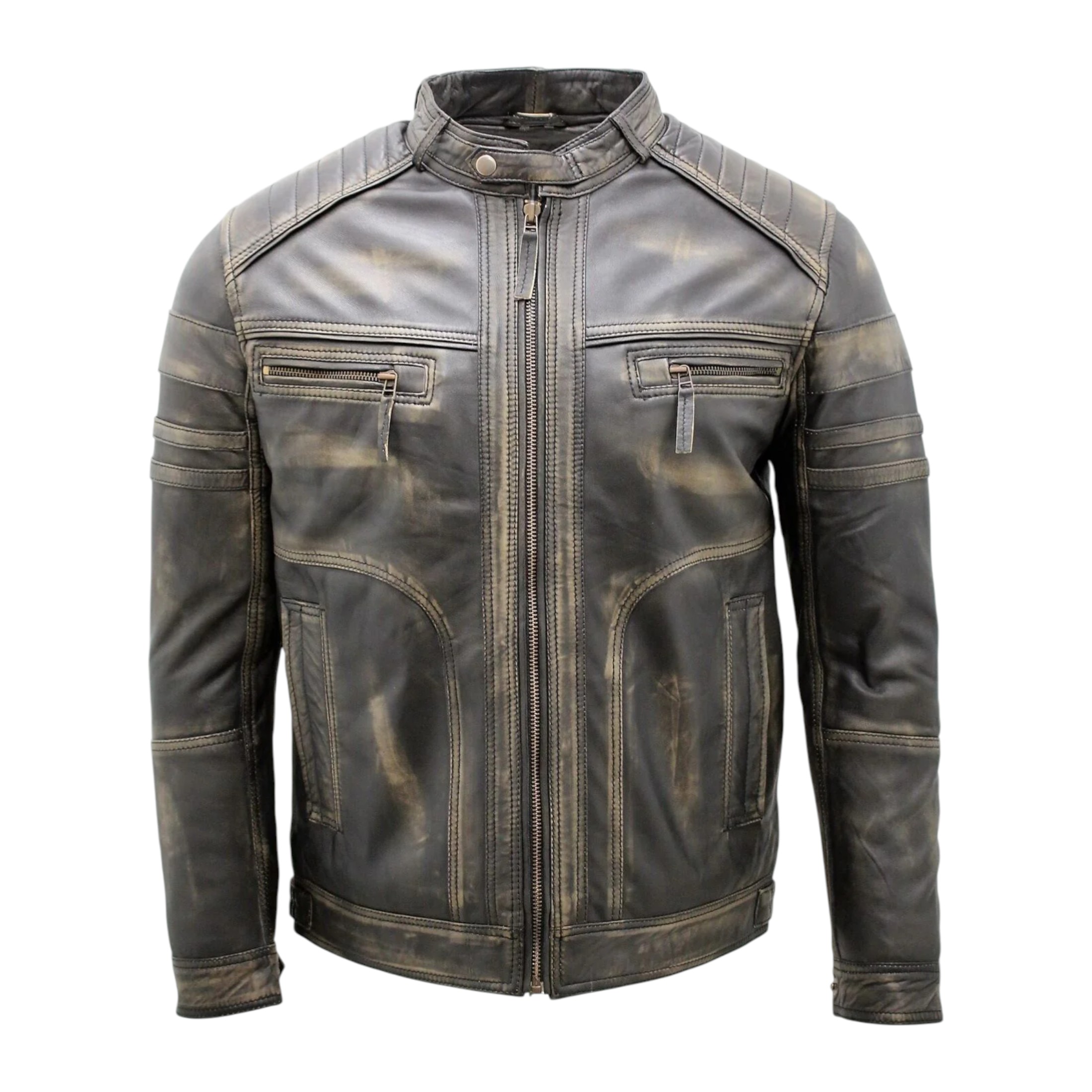 Infinity Leather Men's   Sohisticated Vintage Black Leather Biker Jacket-Southwold in Size 4XL, BrandAlley