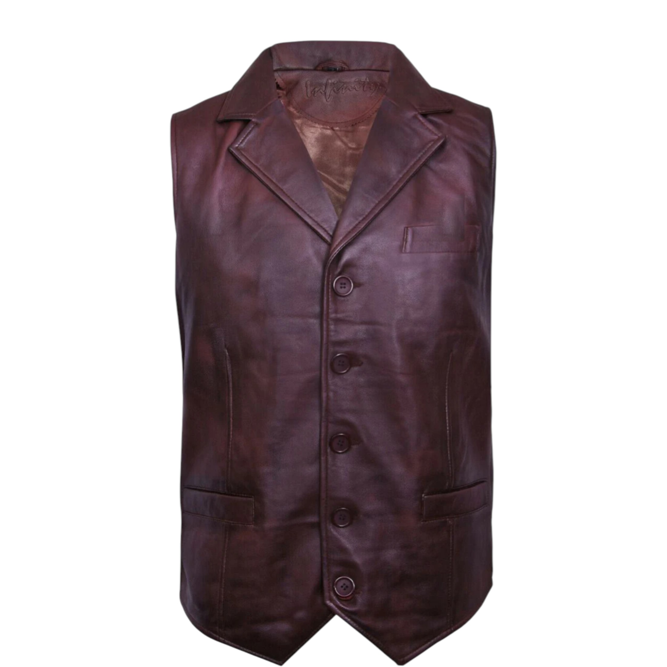 Infinity Leather Men's   Classic Brown Leather Waistcoat-Gosport in Size XL, BrandAlley