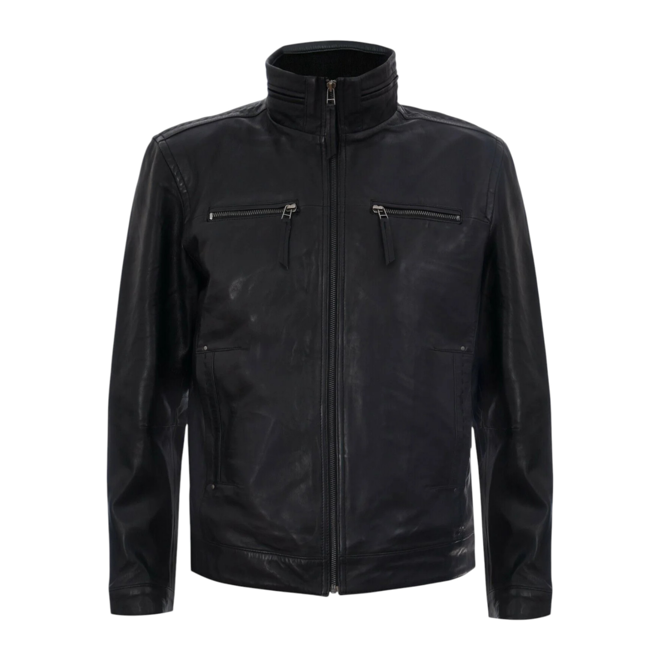 Infinity Leather Men's   Black  Classic Leather Biker Jacket-Stevenage in Size 2XL, BrandAlley