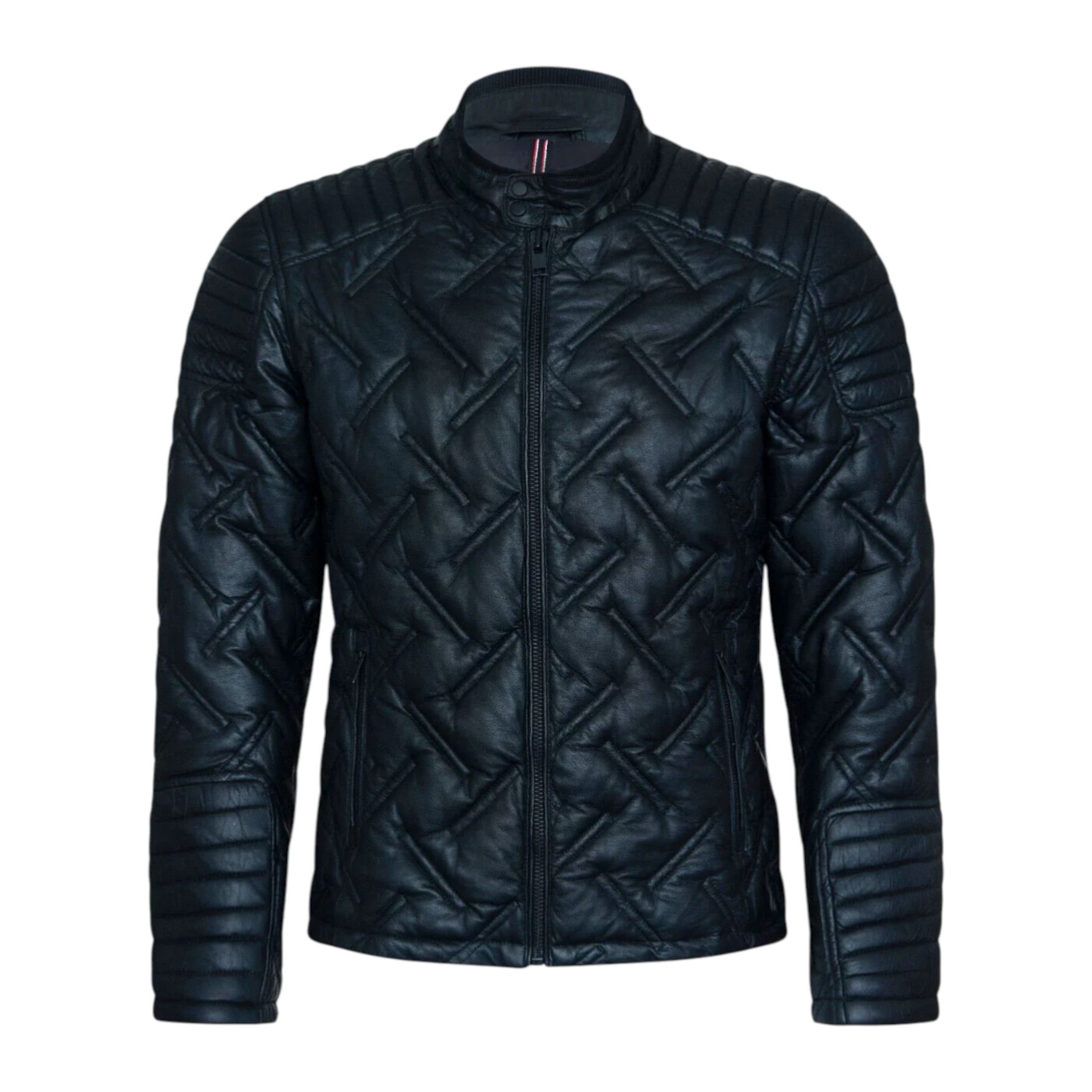 Infinity Leather Men's   Black Puffer Leather Biker Jacket - Tilbury in Size 5XL, BrandAlley