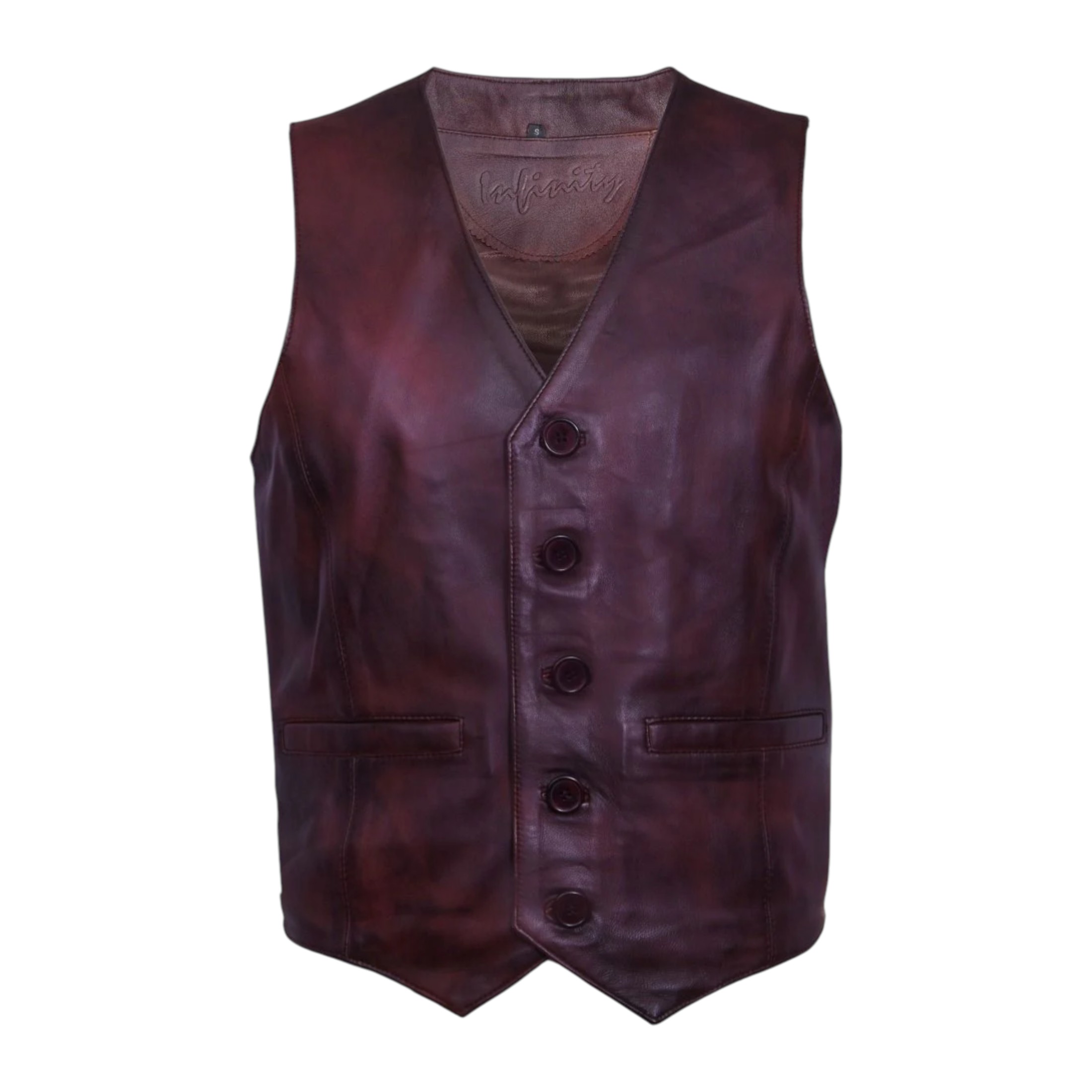 Infinity Leather Men's   Classic Brown Leather Waistcoat-Grantham in Size 3XL, BrandAlley