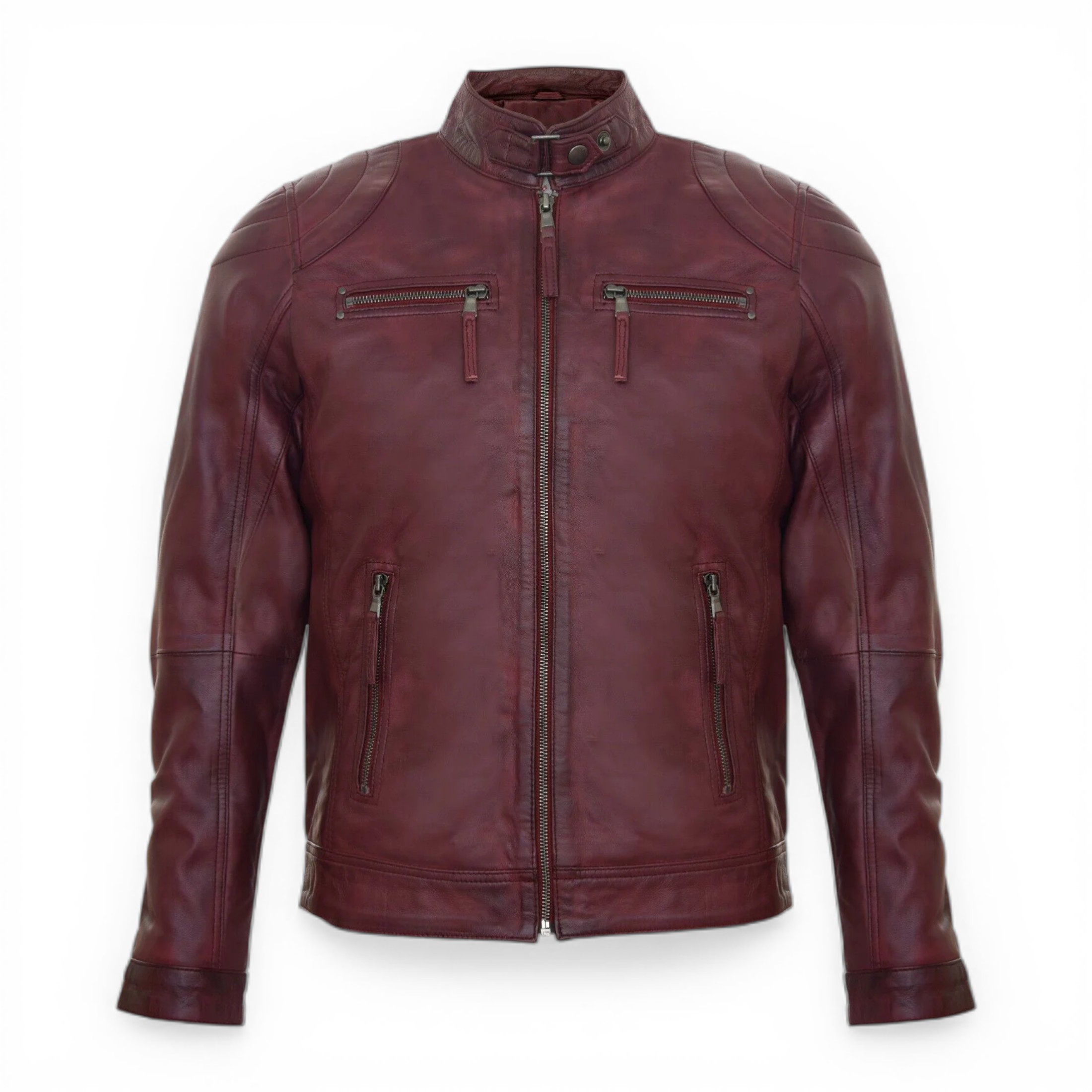 Infinity Leather Men's   Versatile Moto New Burg Leather Biker Jacket-Stapleford in Size 2XL, BrandAlley