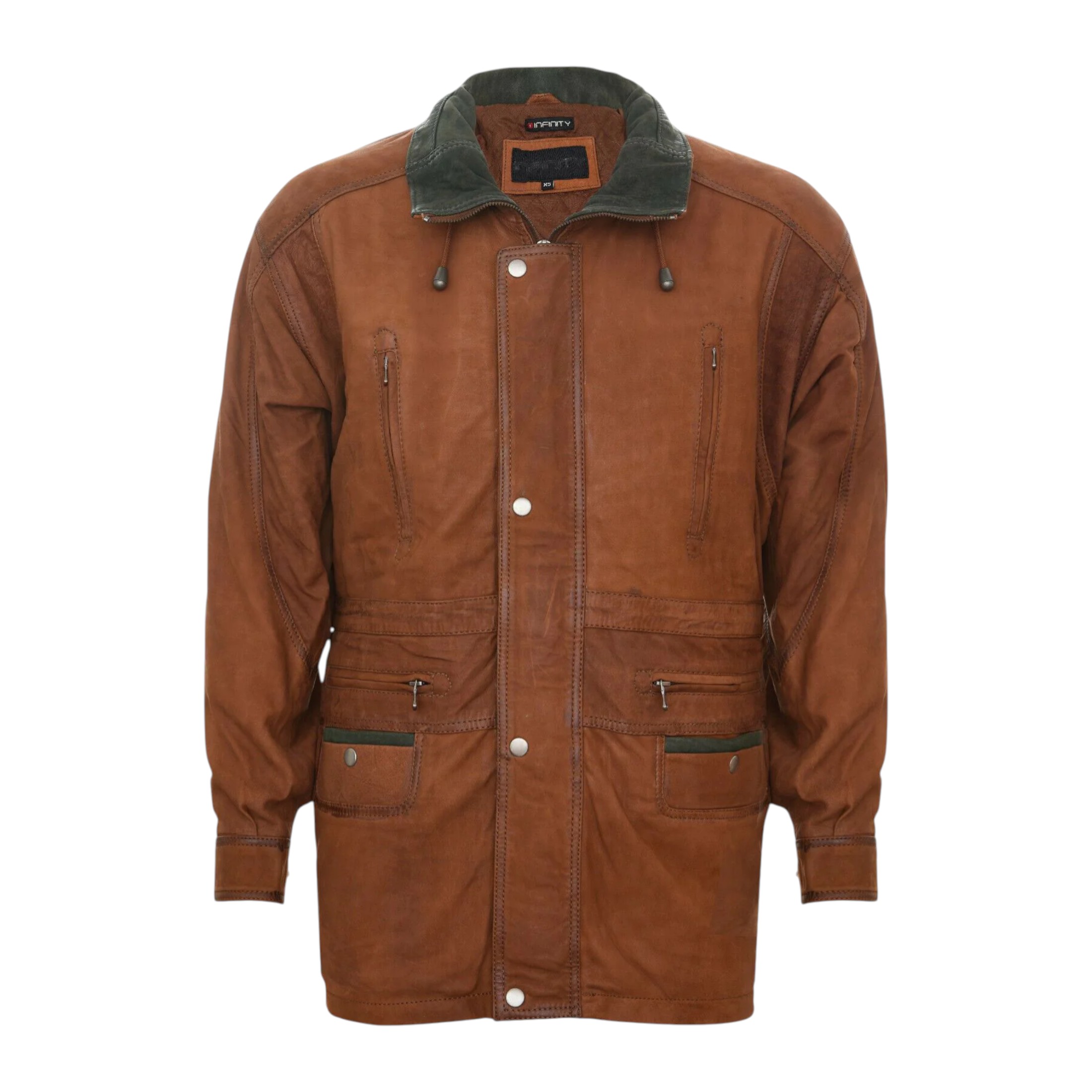 Infinity Leather Men's   3/4 Nubuck Tan Leather Parka Coat-Farnham in Size 3XL, BrandAlley