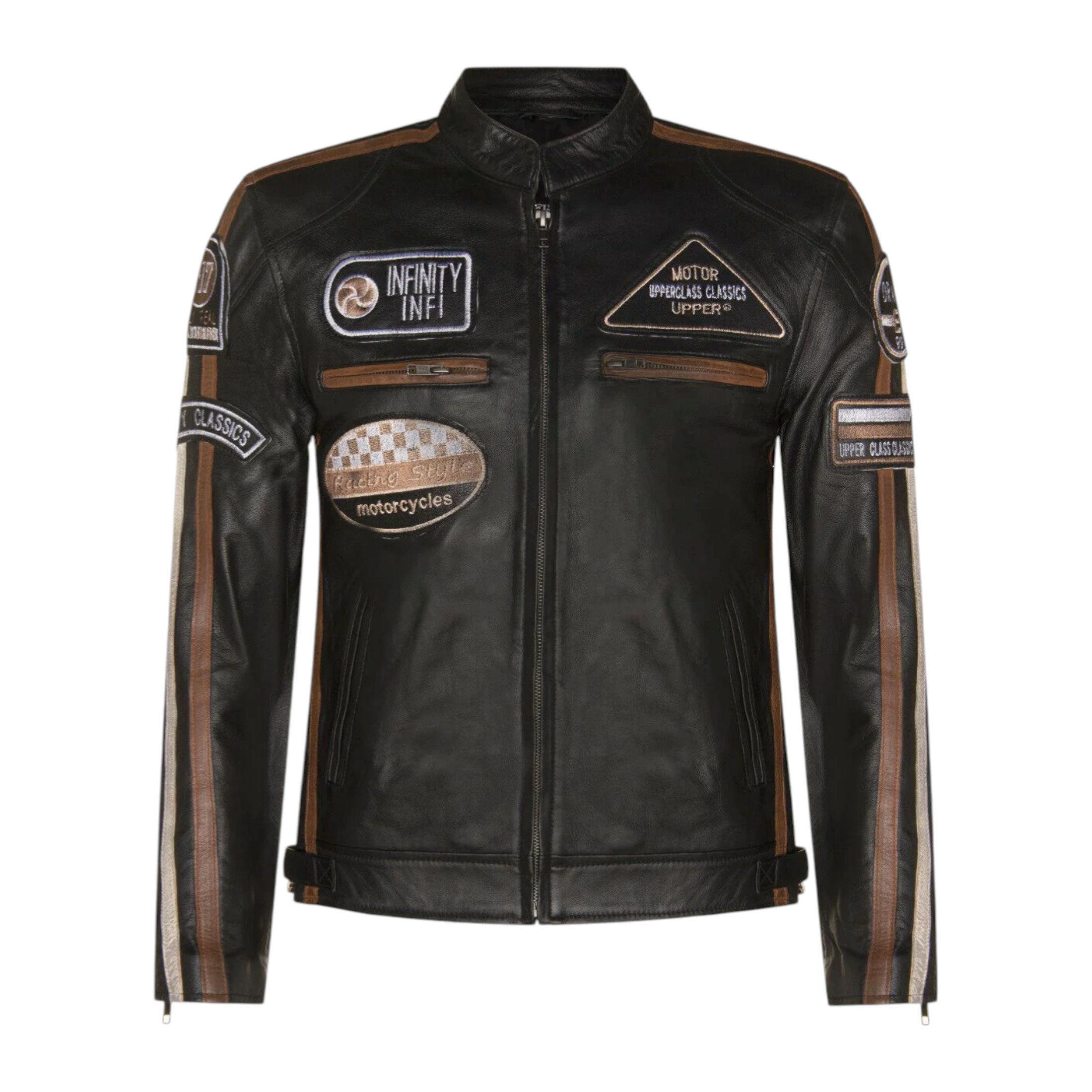 Infinity Leather Men's   Black  Versatile 2 Leather Biker Jacket-Stone in Size 3XL, BrandAlley