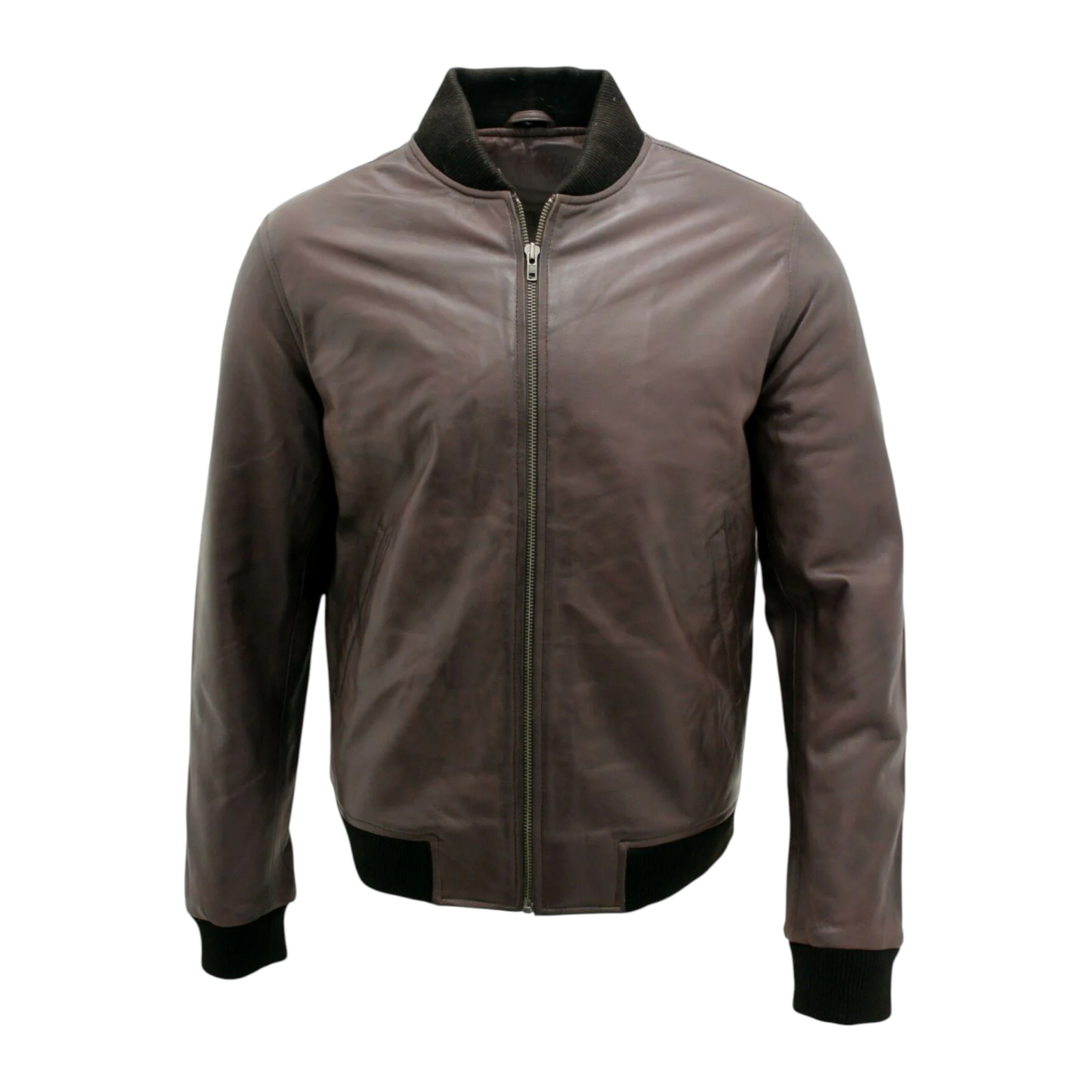 Infinity Leather Men's   Varsity Brown Leather Bomber Jacket-Camelford in Size 3XL, BrandAlley