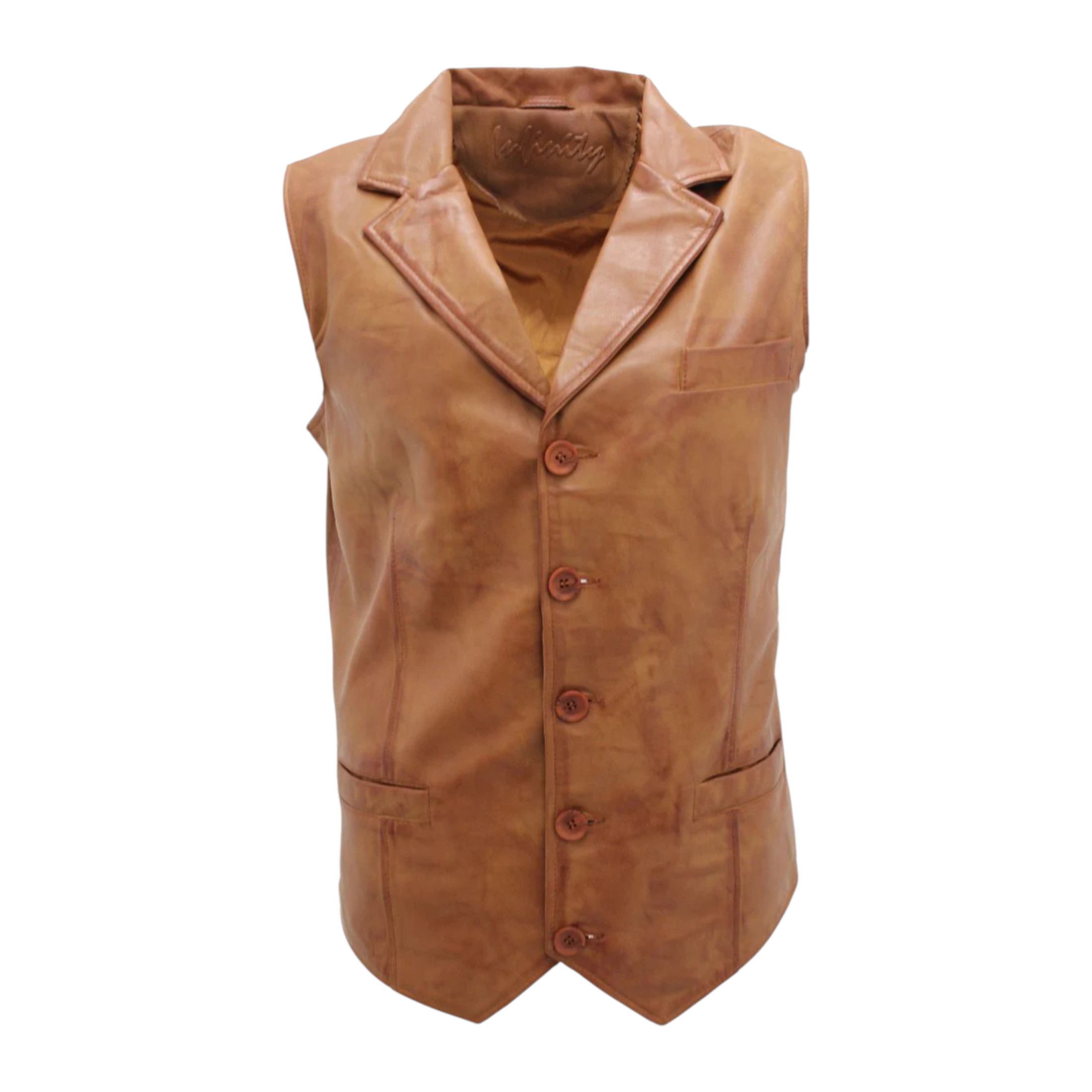 Infinity Leather Men's   Classic Tan Leather Waistcoat-Gosport in Size 2XL, BrandAlley