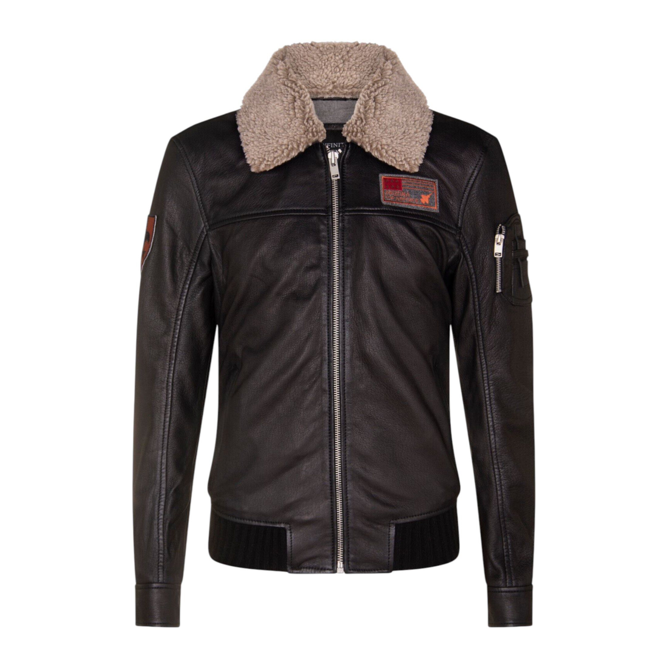 Infinity Leather Men's   Black  Smart Leather Bomber Jacket-Crawley in Size S, BrandAlley