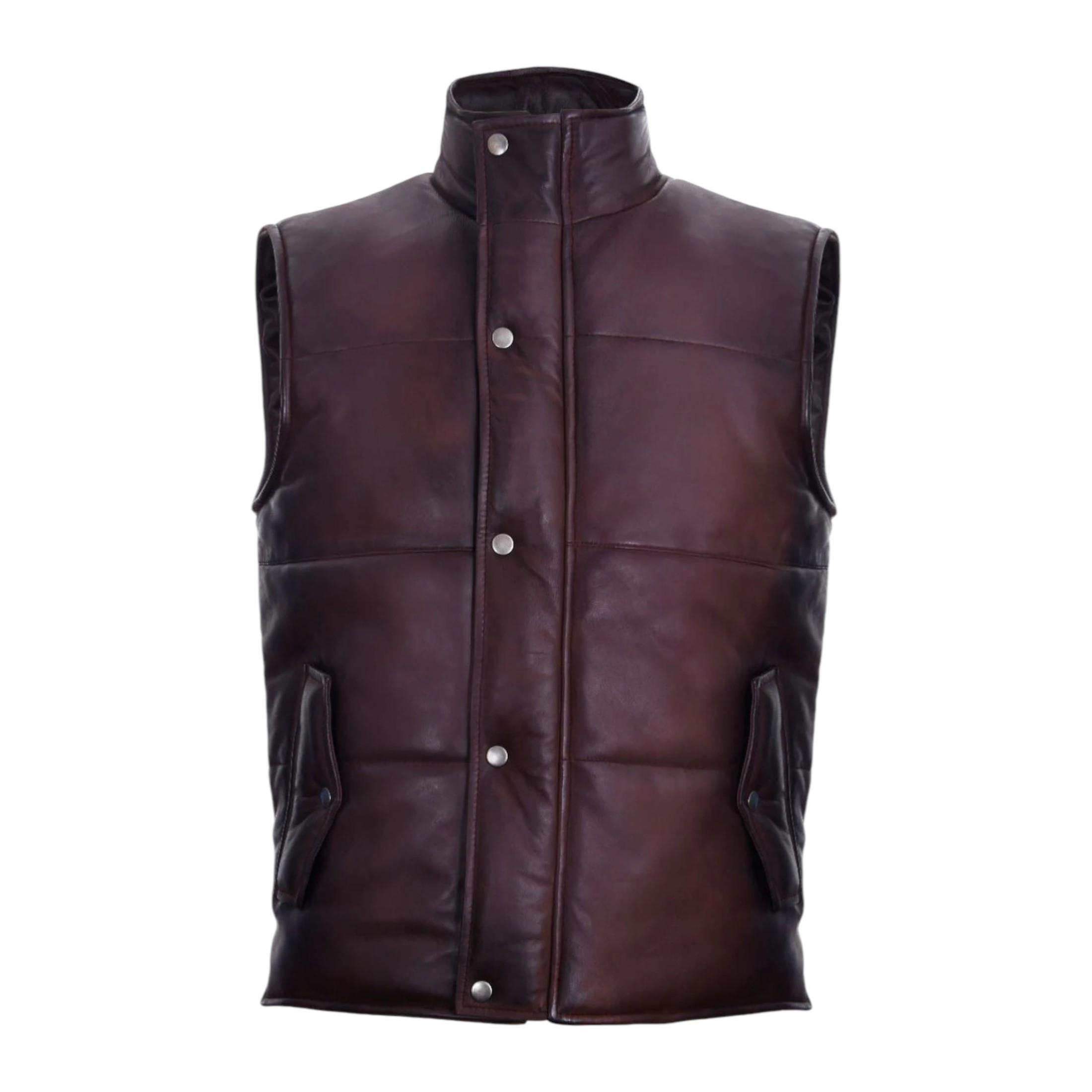 Infinity Leather Men's   Classic Brown Leather Puffer Waistcoat-Gateshead in Size 2XL, BrandAlley