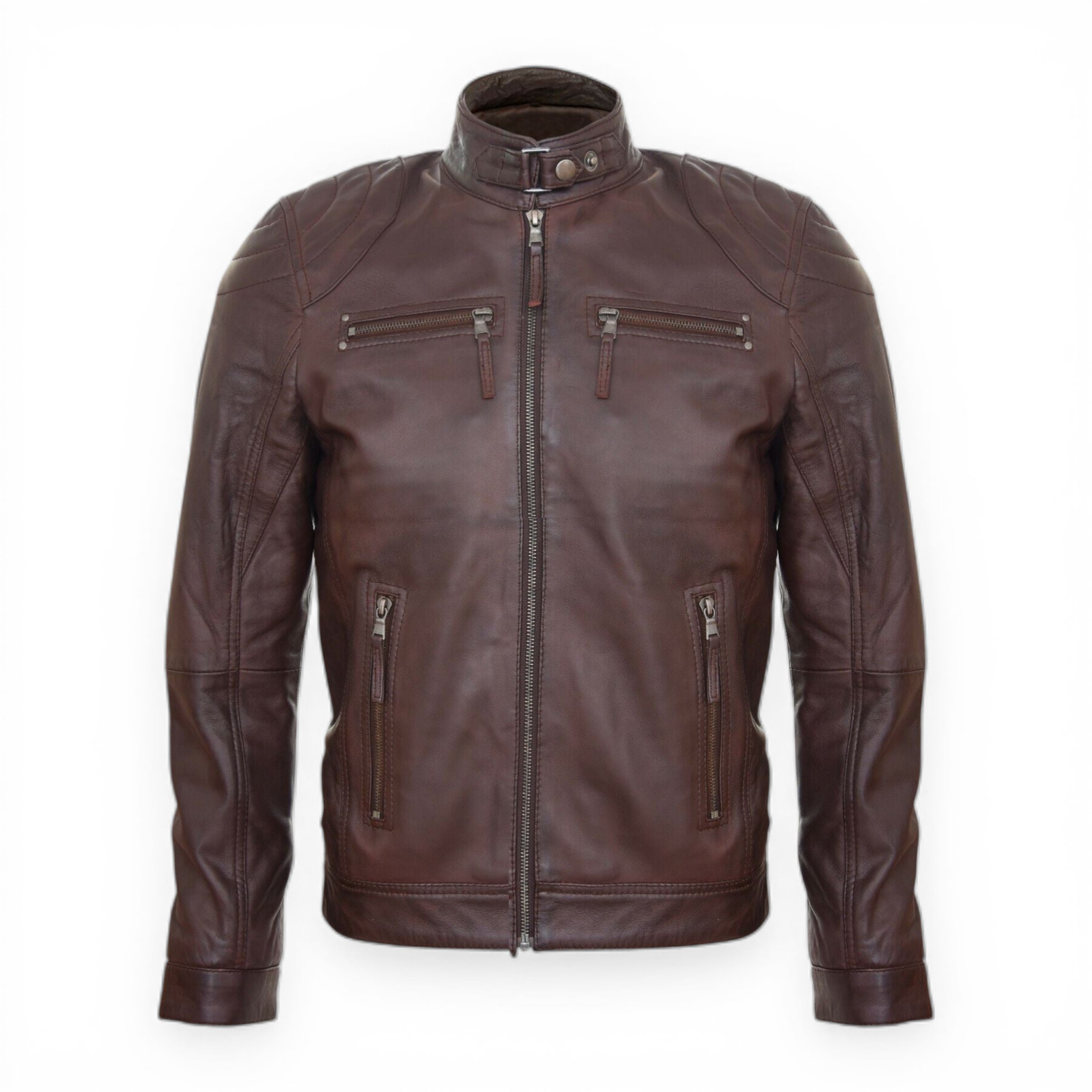 Infinity Leather Men's   Brown  Versatile Moto Leather Biker Jacket-Stapleford in Size 3XL, BrandAlley