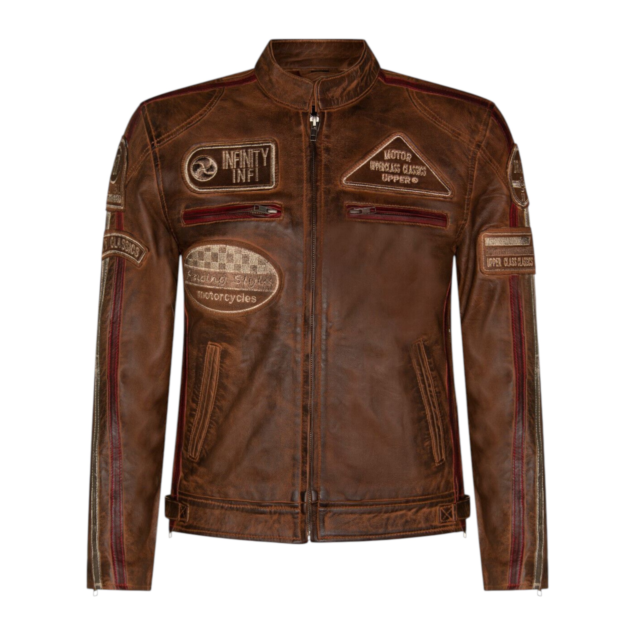 Infinity Leather Men's   Versatile Tan Leather Biker Jacket-Stone in Size S, BrandAlley