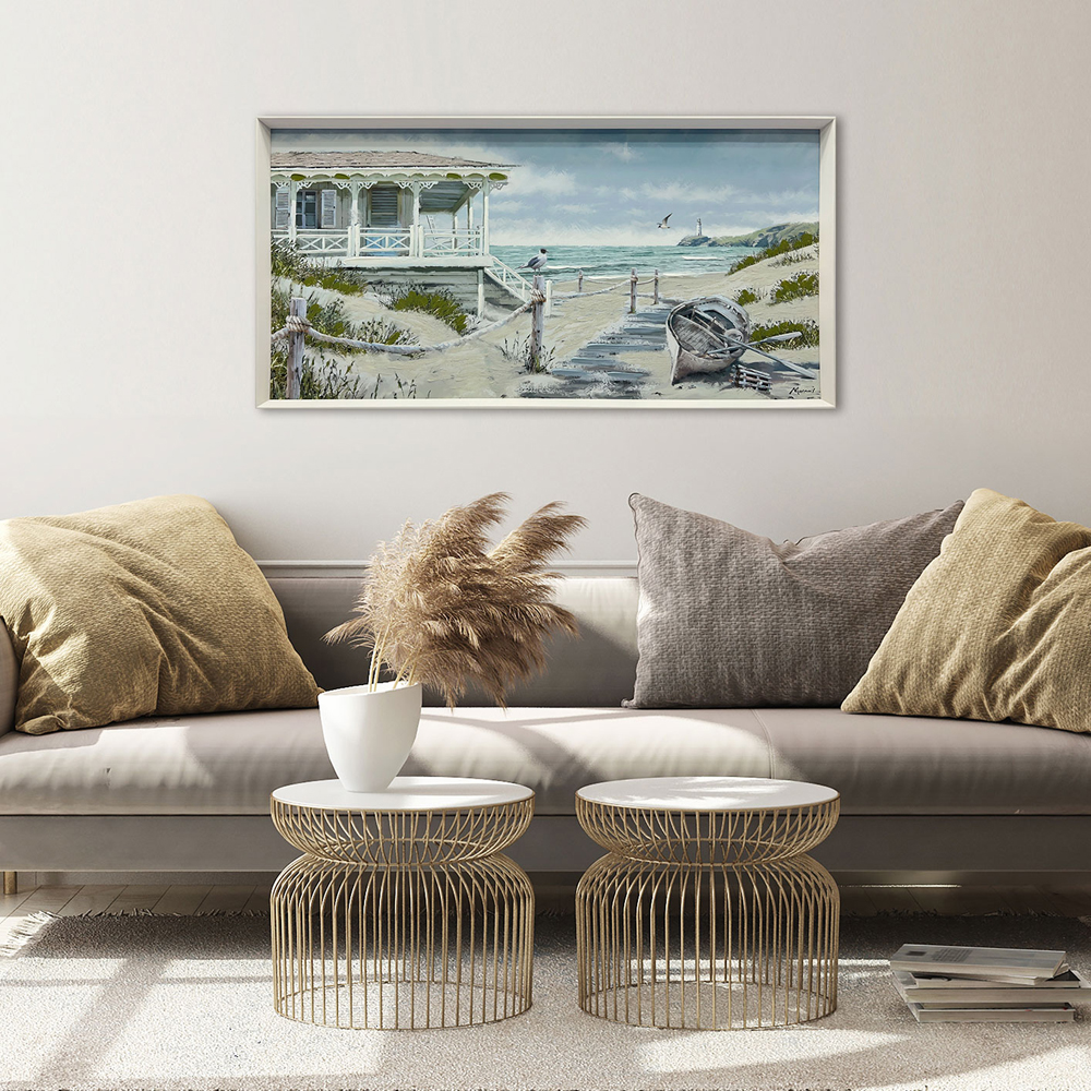 Richard Macneil     'Gull Island' Framed Textured Hand Painted Canvas 50X100cms , BrandAlley