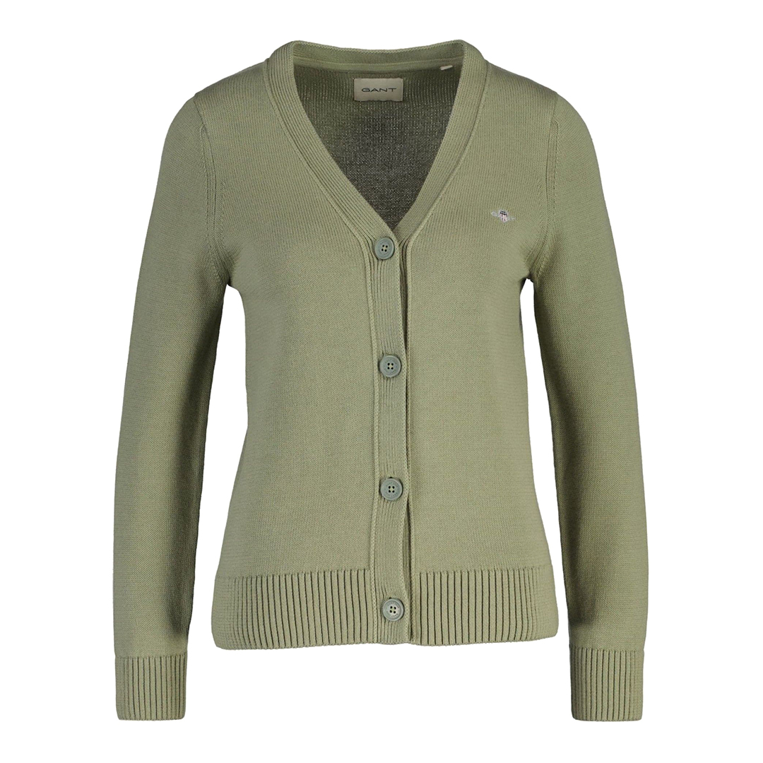 Gant Women's   Green Classic Cotton Cardigan in Size L, BrandAlley