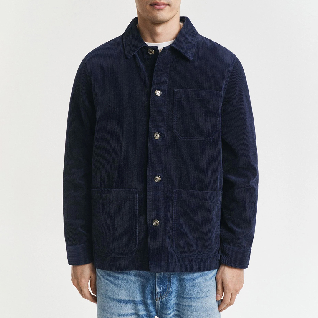Gant Men's   Blue Navy Cord Overshirt in Size L, BrandAlley