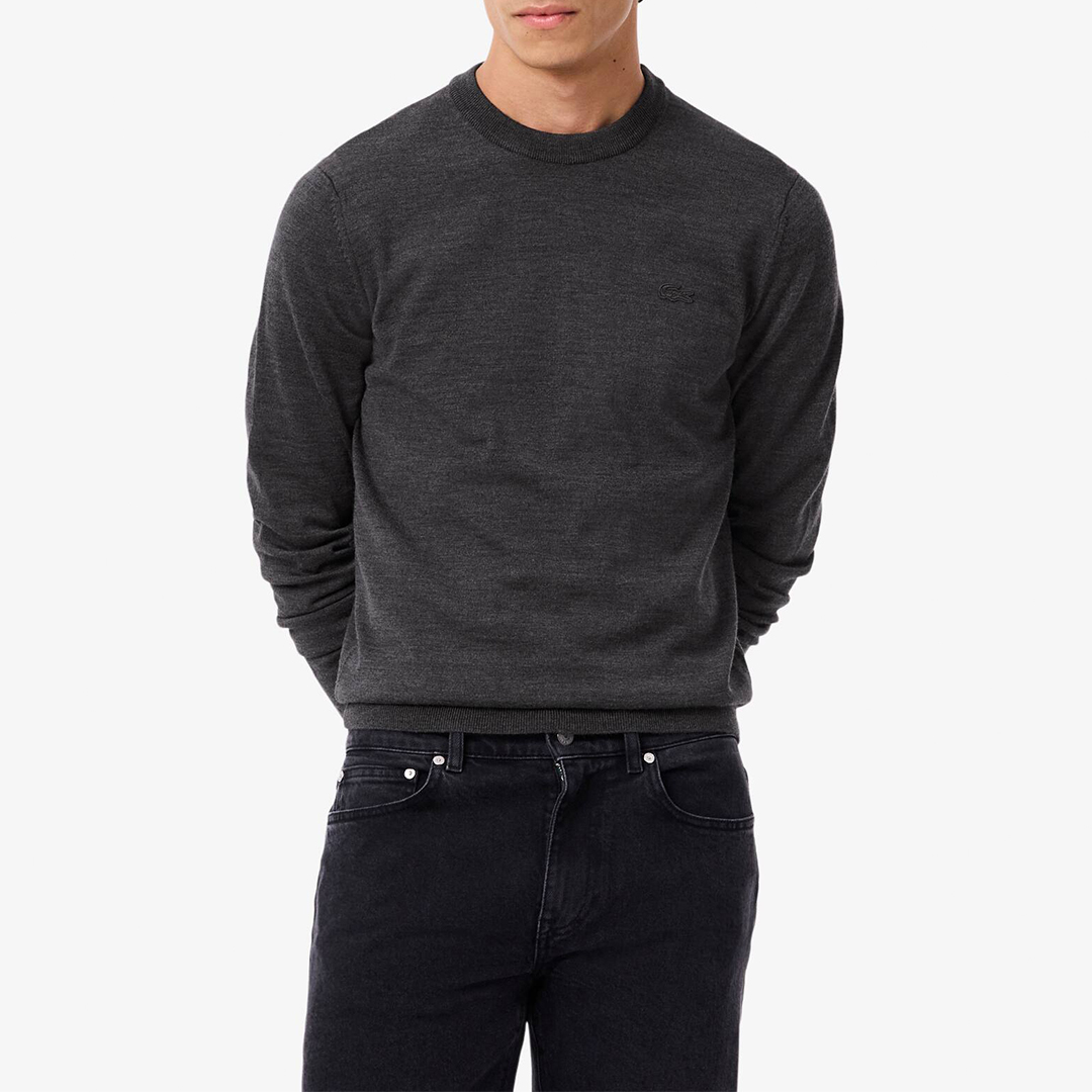 Lacoste Men's   Grey Wool Crew Sweatshirt in Size S, BrandAlley
