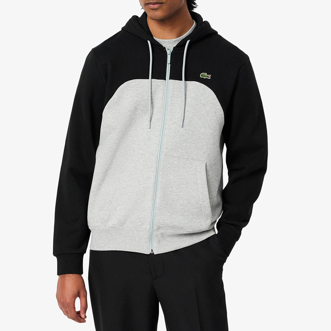 Lacoste Men's    Black And Grey Zip Up Hoodie in Size L, BrandAlley