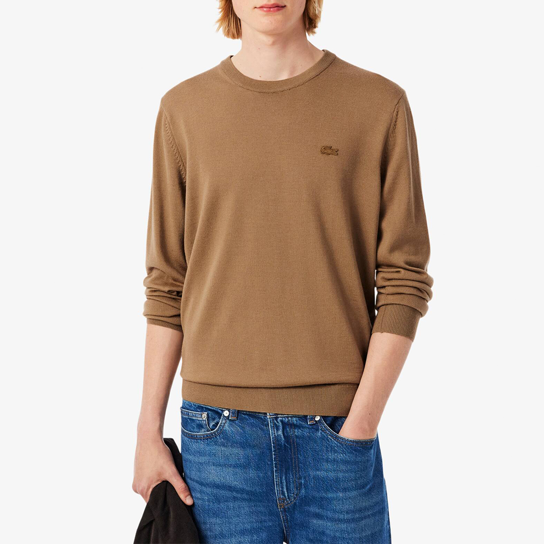 Lacoste Men's  Brown Wool Crew Sweatshirt in Size XL, BrandAlley