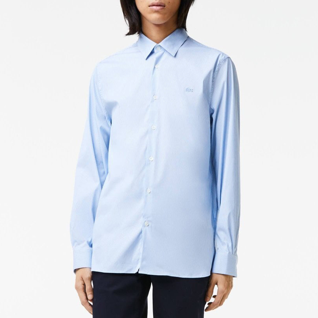 Lacoste Men's    Blue Cotton Stripe Shirt in Size XL, BrandAlley