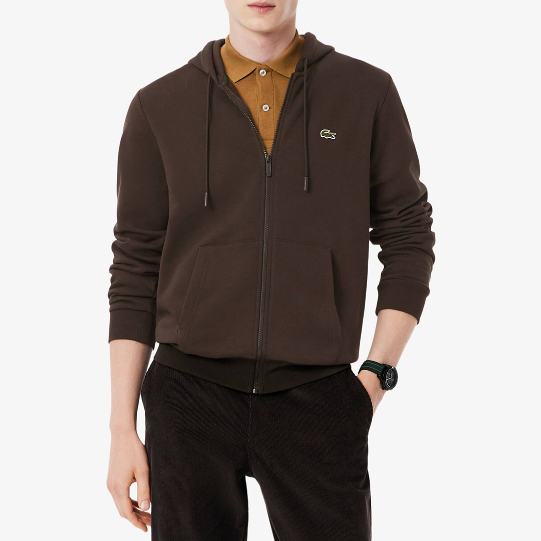 Lacoste Men's  Brown Zip Up Hoodie in Size L, BrandAlley