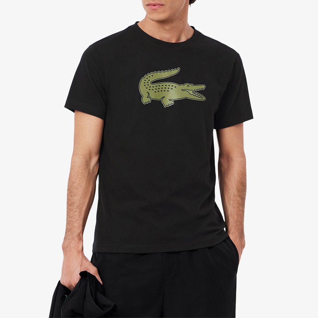 Lacoste Men's    Black Graphic Logo T-Shirt in Size XL, BrandAlley