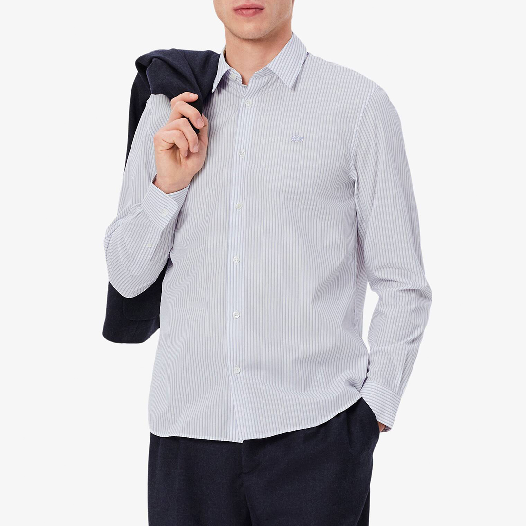 Lacoste Men's    Blue Stripe Cotton Shirt in Size XL, BrandAlley