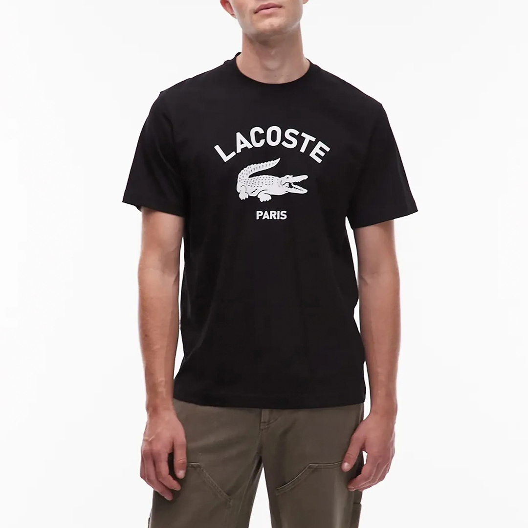 Lacoste Men's  Black Graphic Logo T-Shirt in Size XXS, BrandAlley
