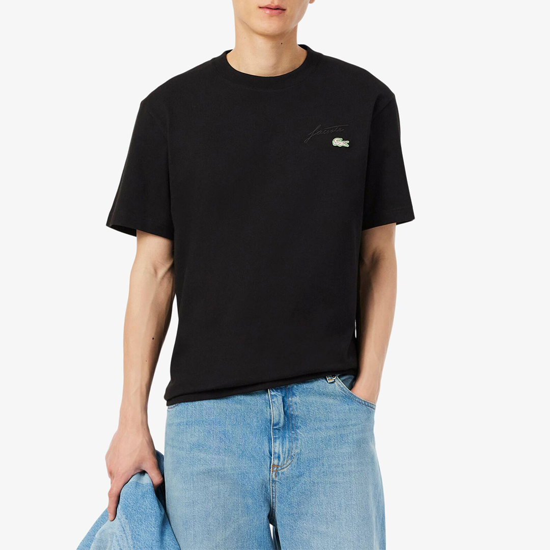 Lacoste Men's  Black Cotton T-Shirt in Size 2XL, BrandAlley