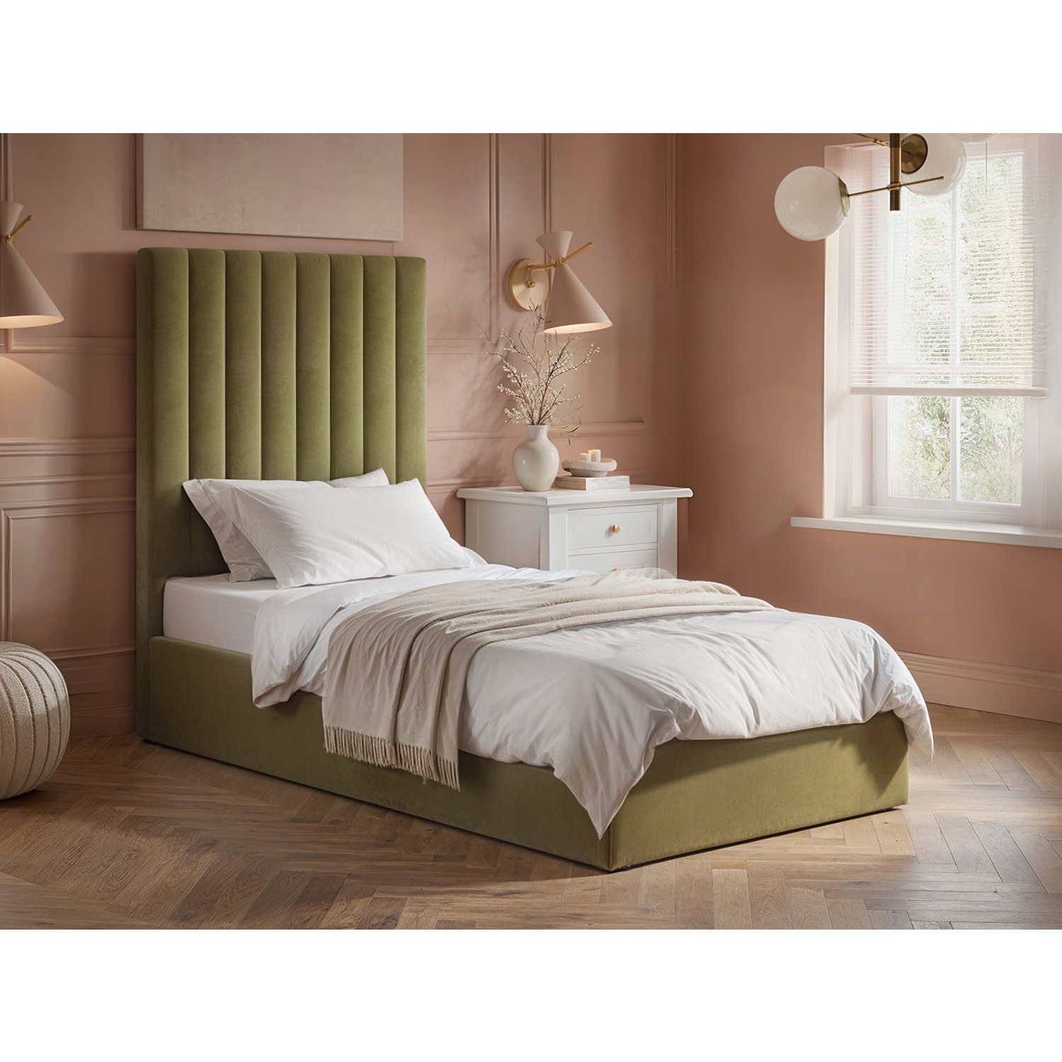 Flair    Green Everley Velvet Ottoman Bed in Size Single, BrandAlley
