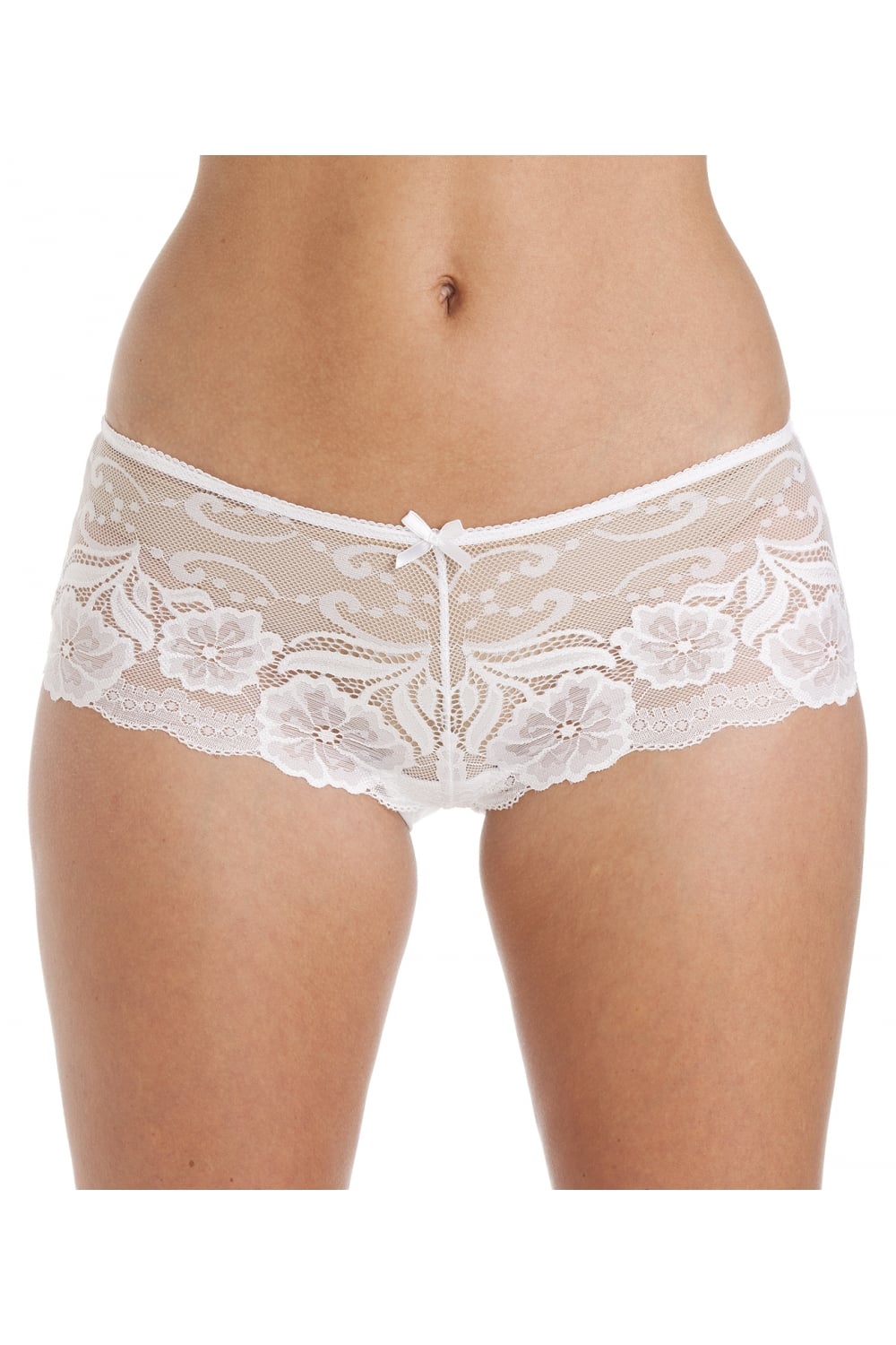Camille Women's   White 2 Pack Floral Lace Boxershort in Size 8, BrandAlley
