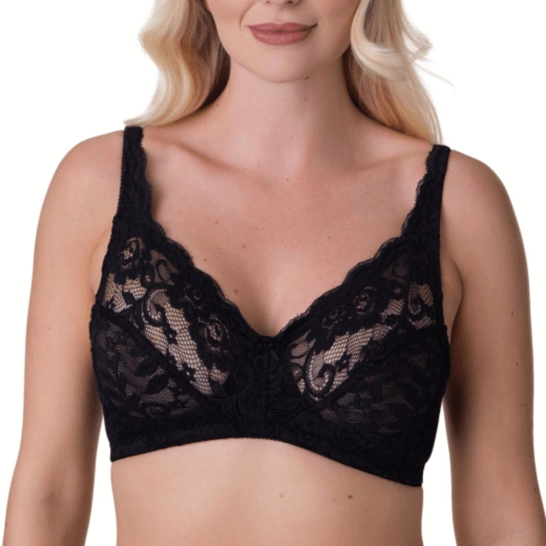 Camille Women's   Black Soft Lace Cup Non-Wired Bra in Size 36B, BrandAlley