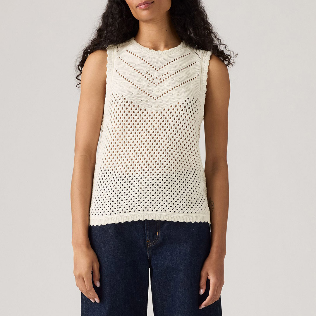 Levi's Women's   White Cream Adrienne Crochet Tank in Size S, BrandAlley