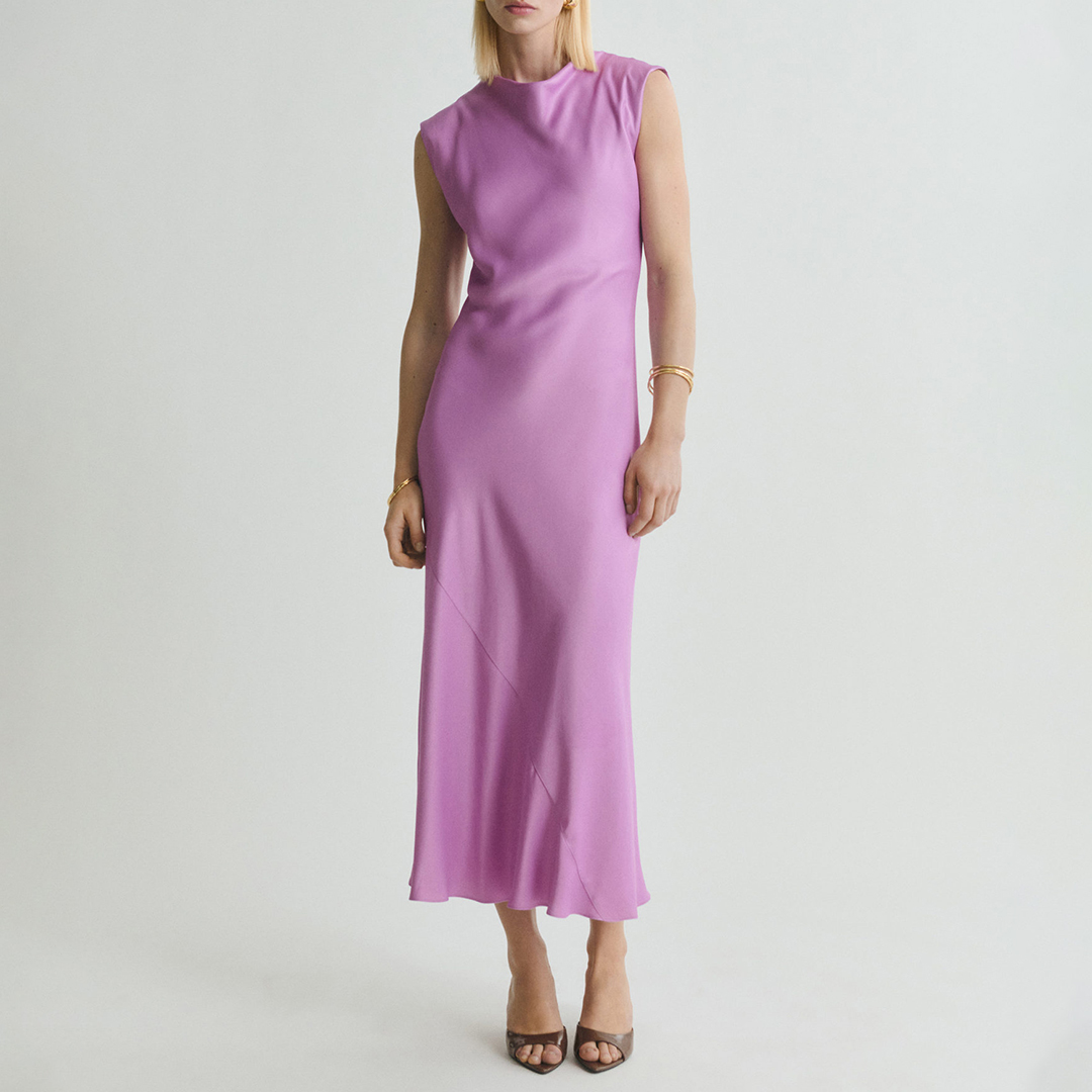 Mango Women's    Purple Satin Midi Dress in Size XL, BrandAlley