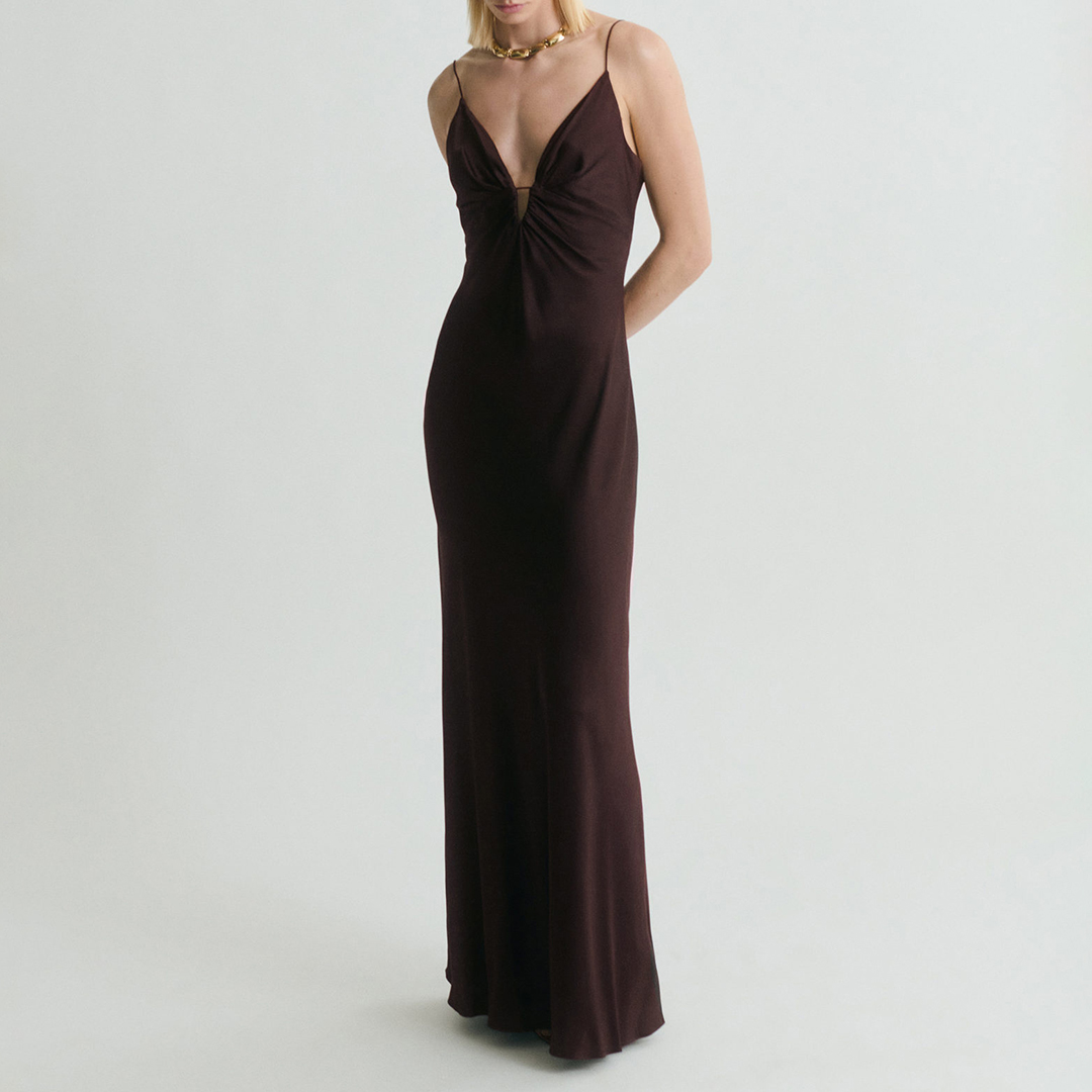Mango Women's  V-neck satin dress in Size L, BrandAlley