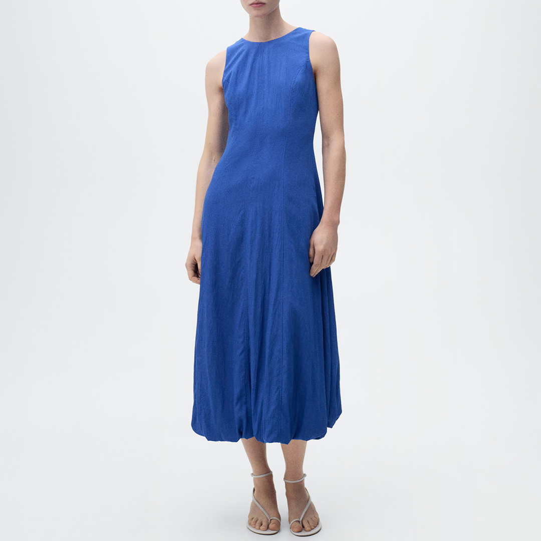 Mango Women's  Midi-dress with puffed hem in Size S, BrandAlley