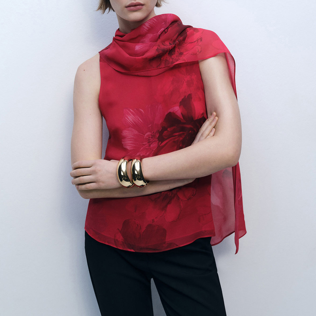 Mango Women's  Floral blouse with scarf in Size M, BrandAlley