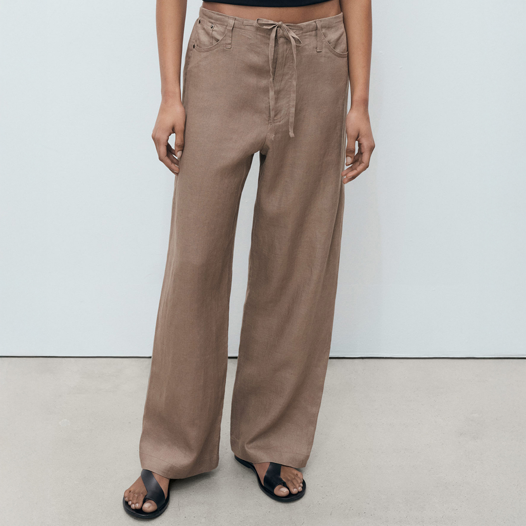 Mango Women's  Wideleg linen trousers in Size 8, BrandAlley