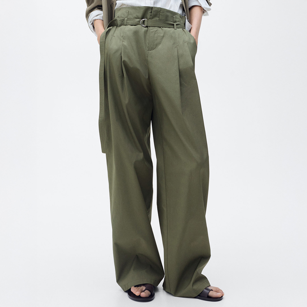 Mango Women's  Wideleg trousers with belt in Size 6, BrandAlley