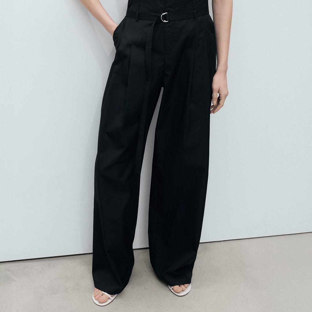 Mango Women's  Wideleg trousers with belt in Size 10, BrandAlley