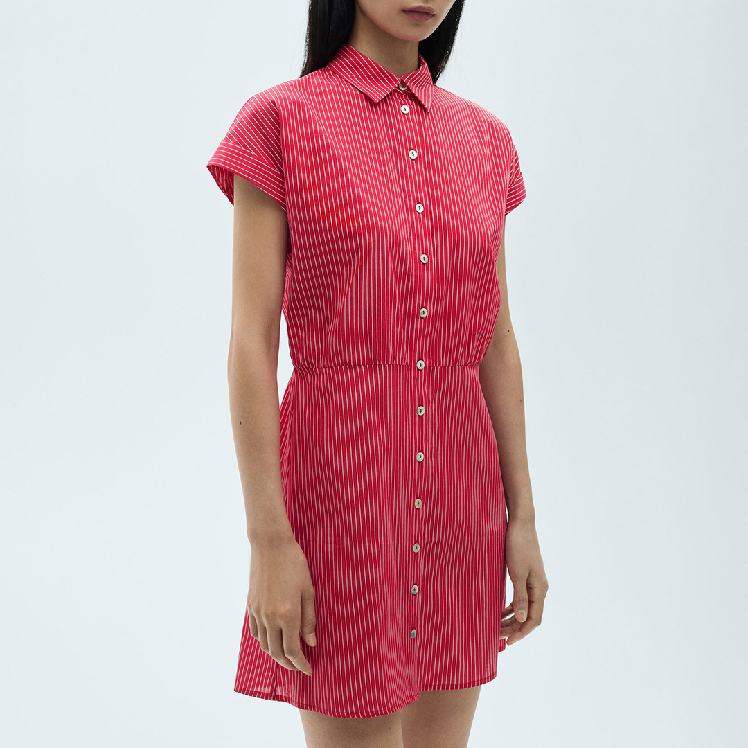 Mango Striped cotton shirt dress