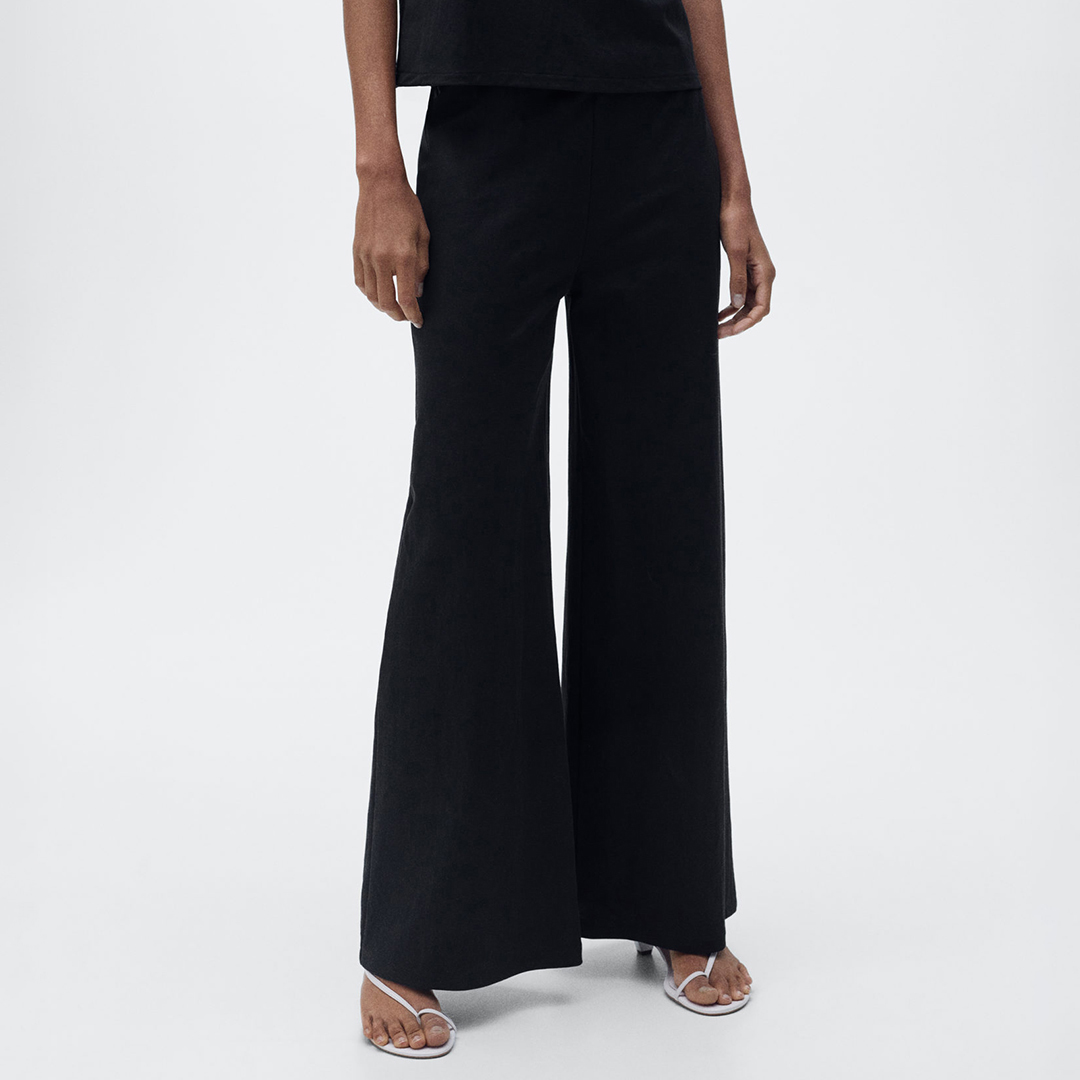 Mango Women's   Black Cropped Palazzo Trousers in Size XS, BrandAlley