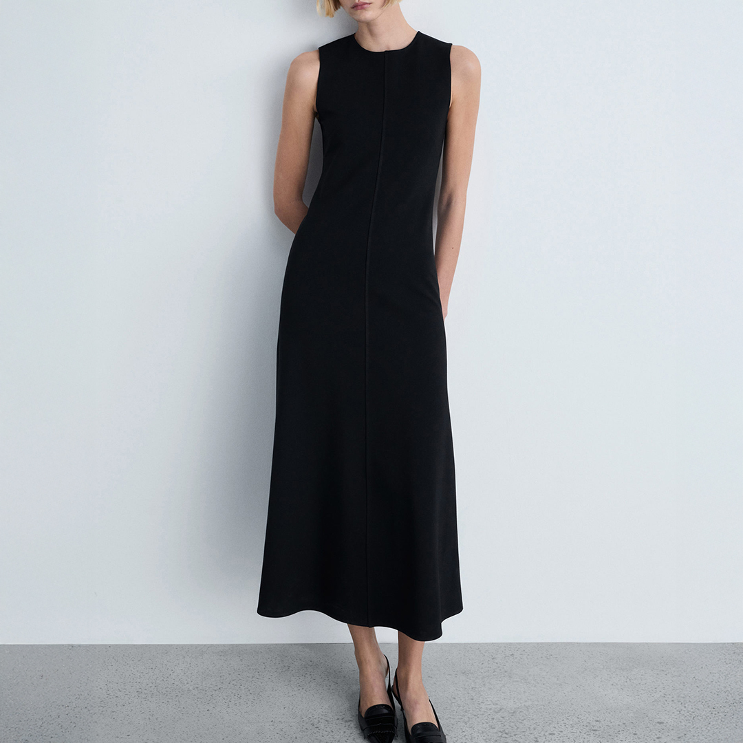 Mango Women's  Black Flared Midi Dress in Size S, BrandAlley