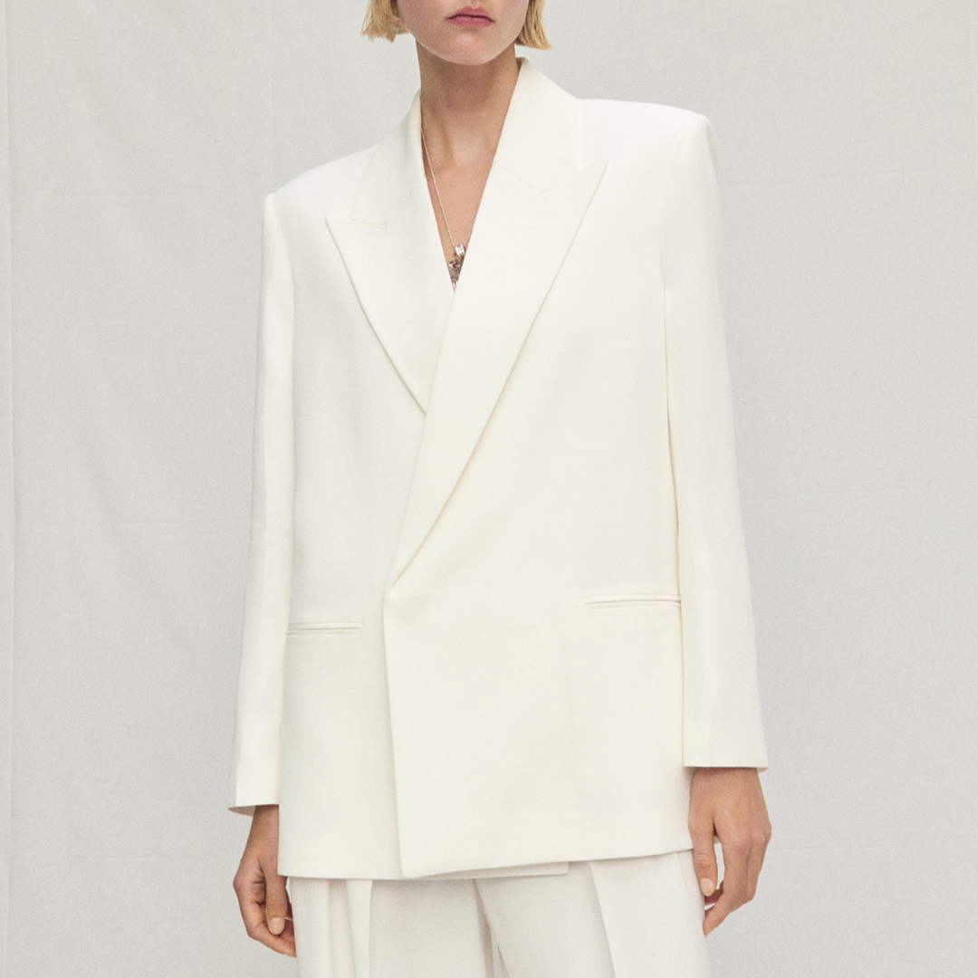 Mango Women's  White Double-Breasted Blazer in Size XS, BrandAlley