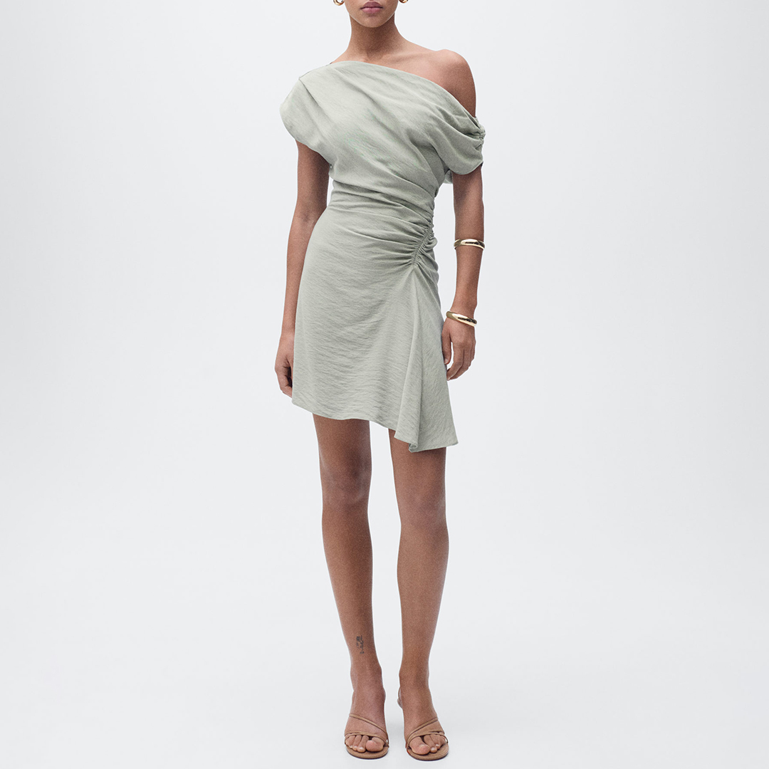 Mango Women's  Asymmetrical draped short dress in Size S, BrandAlley