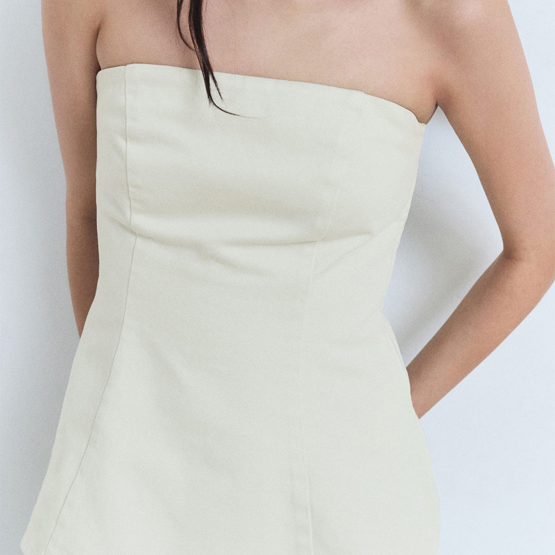 Mango Women's  Strapless flared top in Size M, BrandAlley