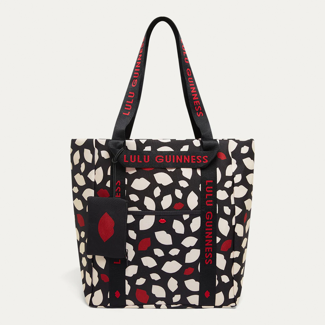 Image of Lulu Guinness | Black Multi Flurry Of Kisses Shopper Tote Bag